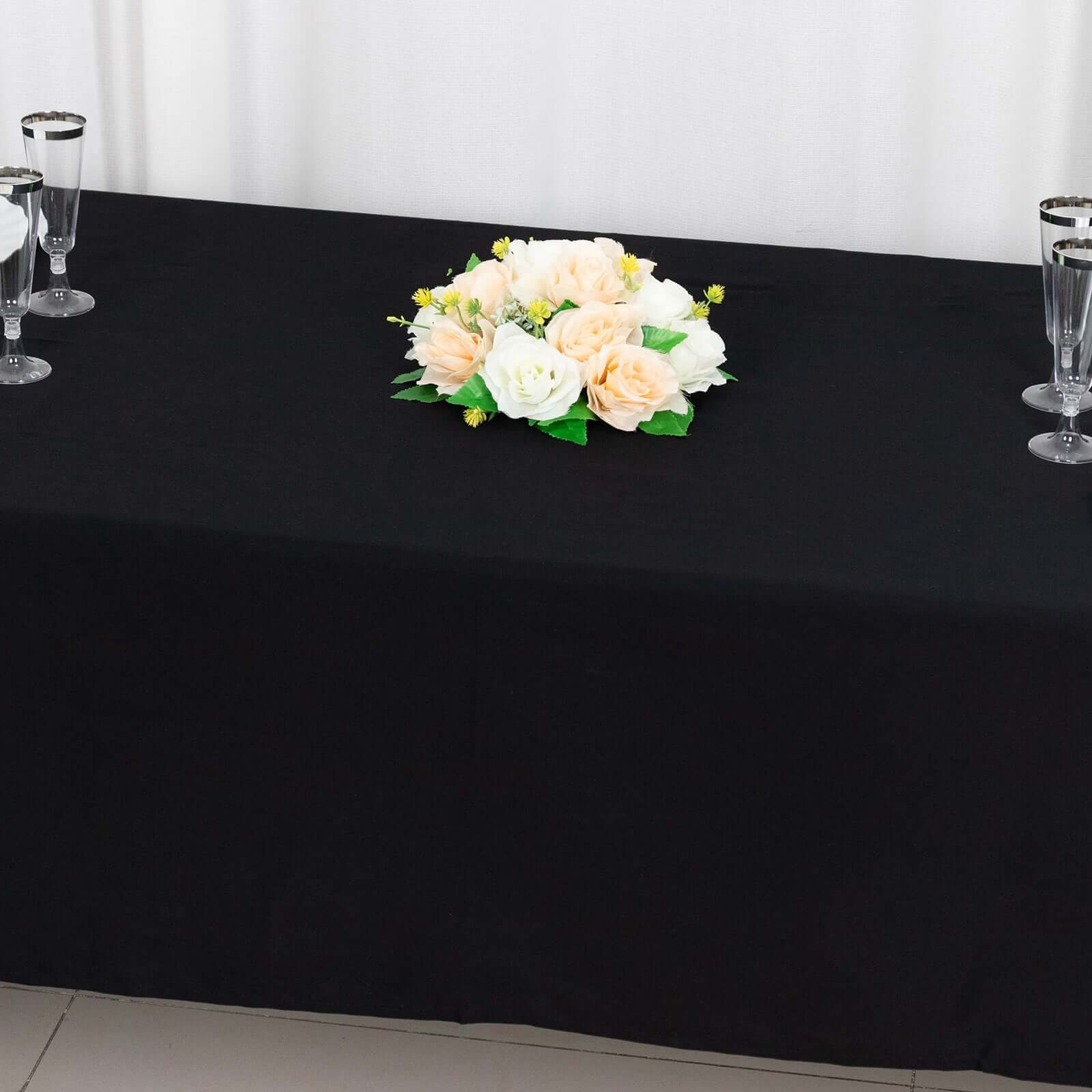 100% Cotton 60"x126" Rectangle Tablecloth Black Linen - Sophisticated, Soft & Breathable Table Cover