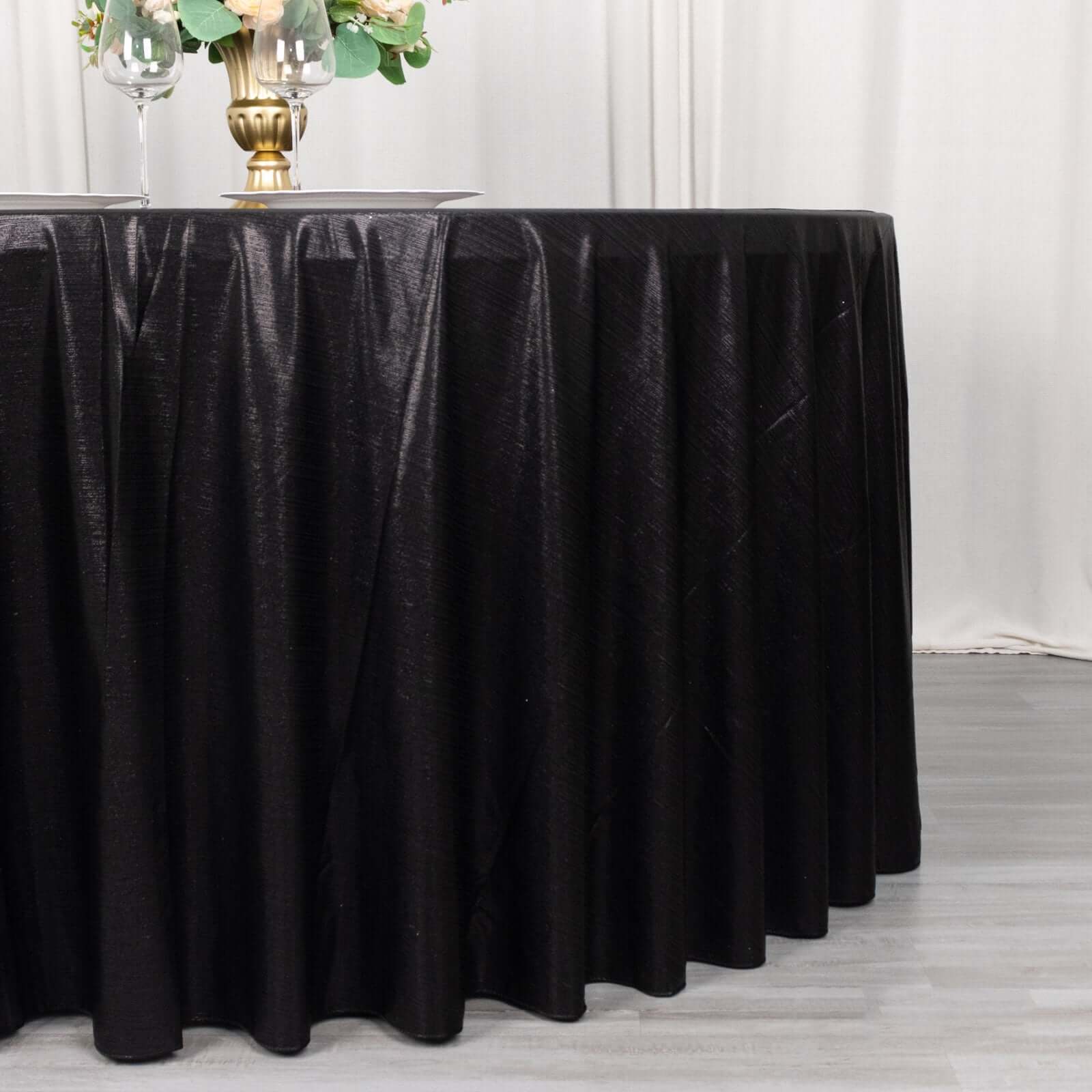 Sequin Dots Polyester Round 120" Tablecloth Shimmering Black - Wrinkle Free & Sparkling Table Cover