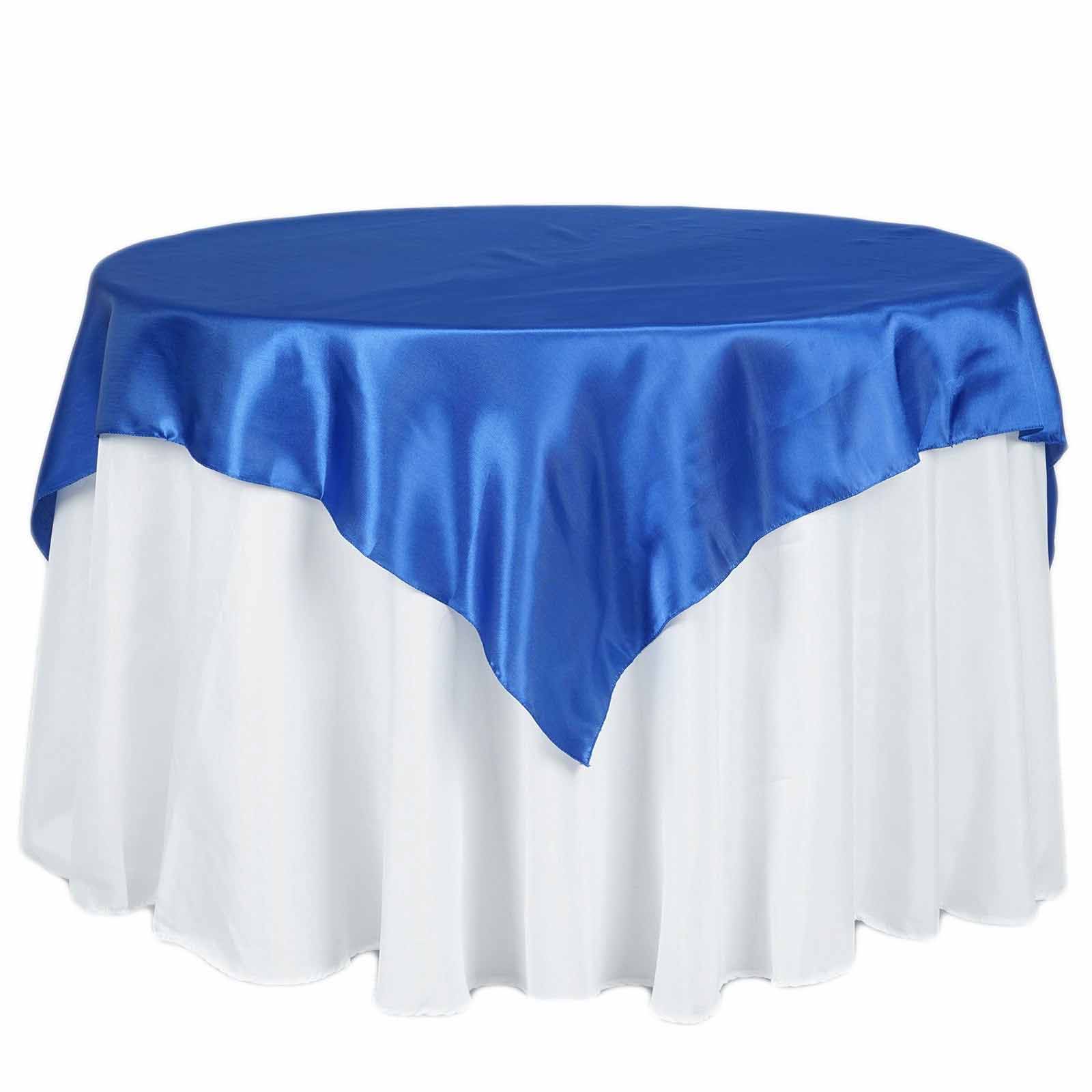 Satin 72"x72" Table Overlay Square Tablecloth Royal Blue - Smooth Finish Table Cover