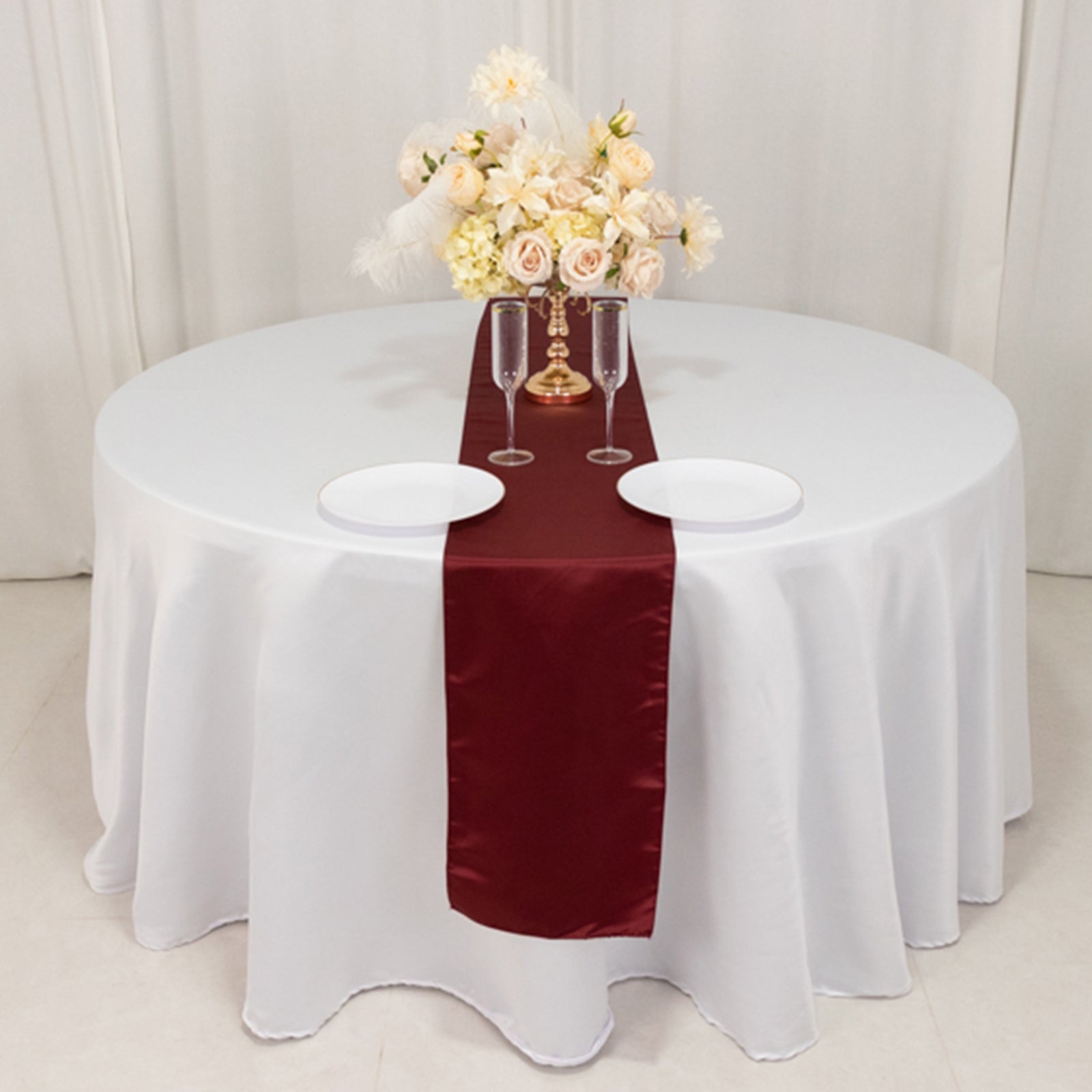 Lamour Satin 12"x108" Table Runner Burgundy - Smooth & Lustrous Finish