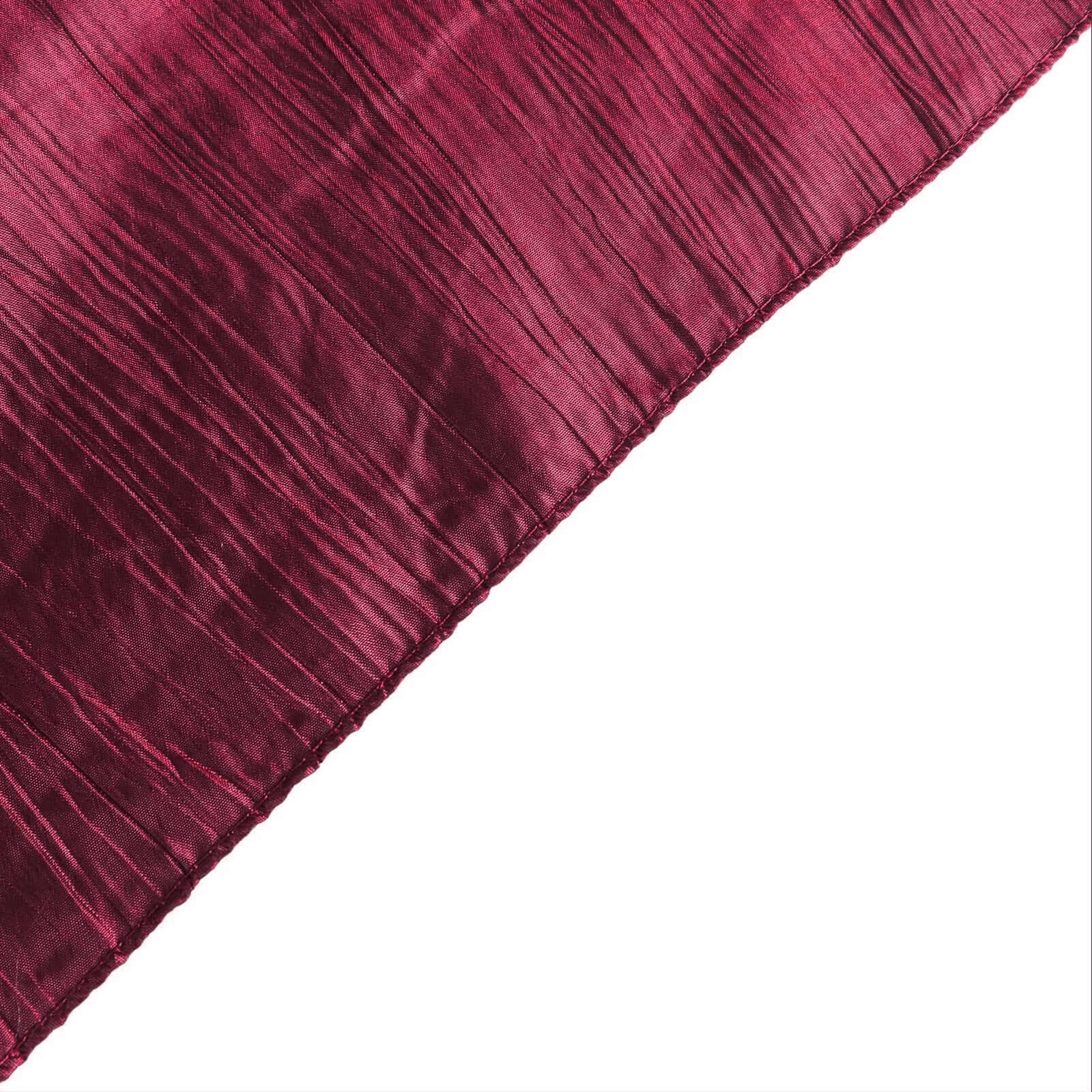 Taffeta 132" Round Tablecloth Burgundy - Seamless Accordion Crinkle Table Cover