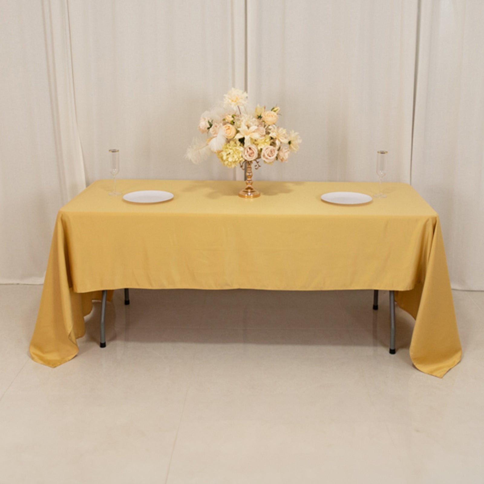 Lamour Satin 60"x126" Rectangle Tablecloth Champagne - Soft & Silk-Like Table Cover