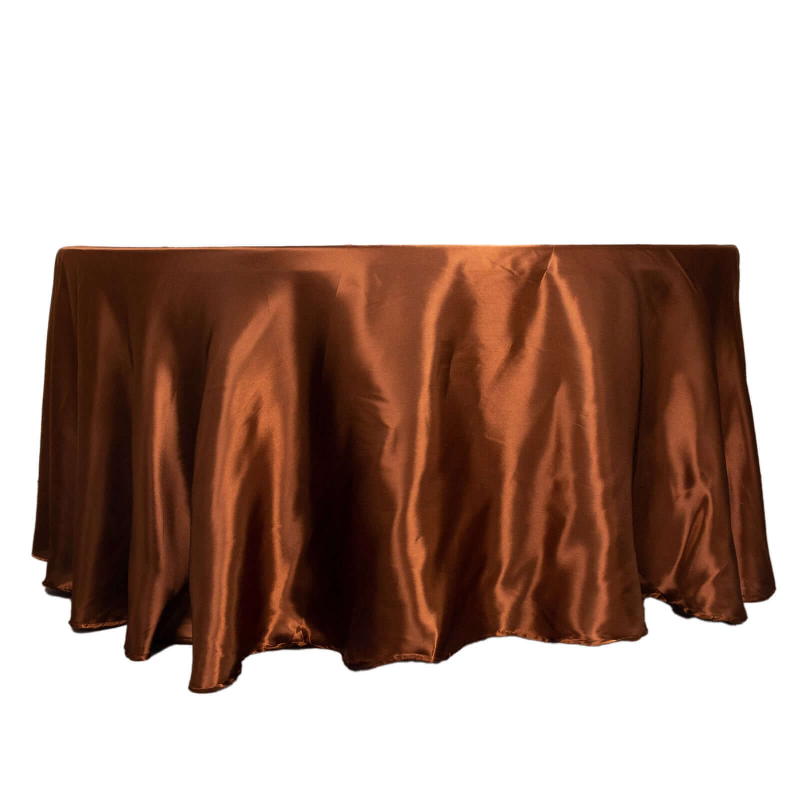 Satin 120" Round Tablecloth Cinnamon Brown - Stylish Seamless Table Cover