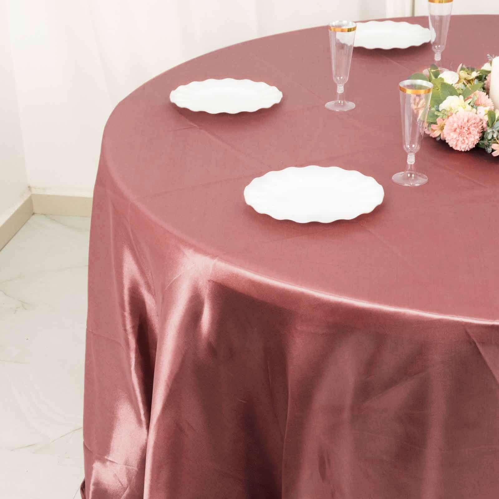 Satin 120" Round Tablecloth Cinnamon Rose - Stylish Seamless Table Cover