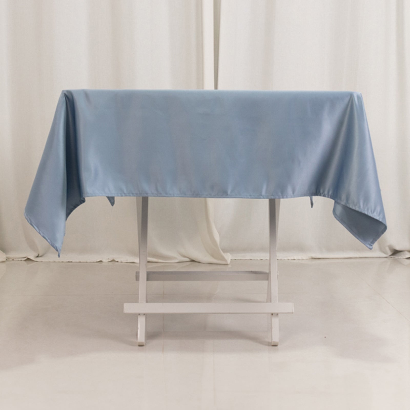 Lamour Satin 54"x54" Square Tablecloth Dusty Blue - Durable & Silk-Like Table Cover