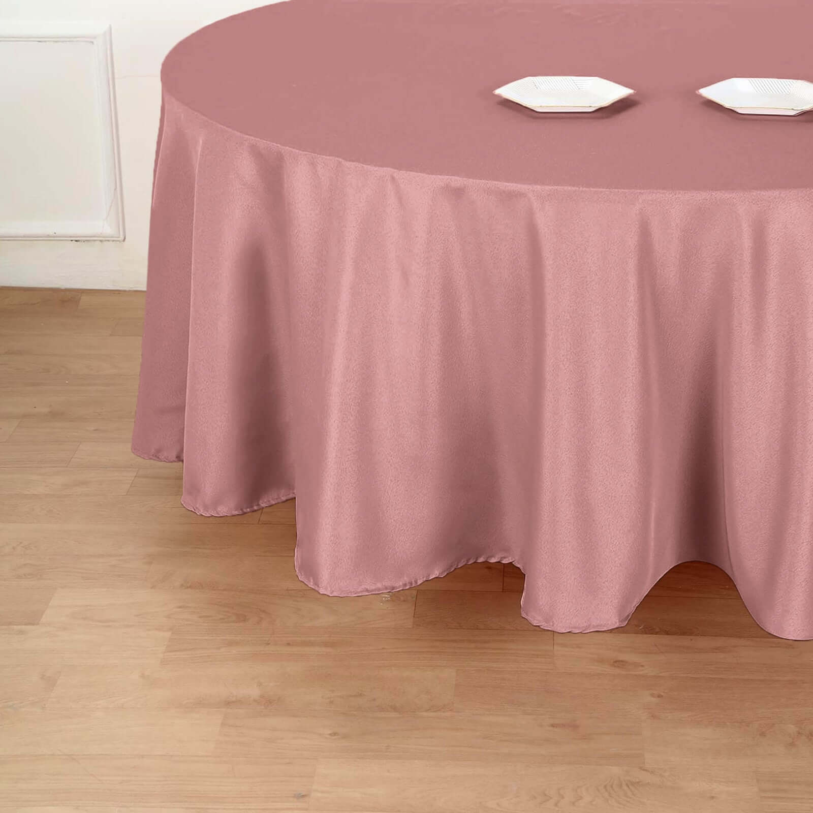 Polyester 120" Round Tablecloth Dusty Rose - Seamless Wrinkle-Resistant Table Cover