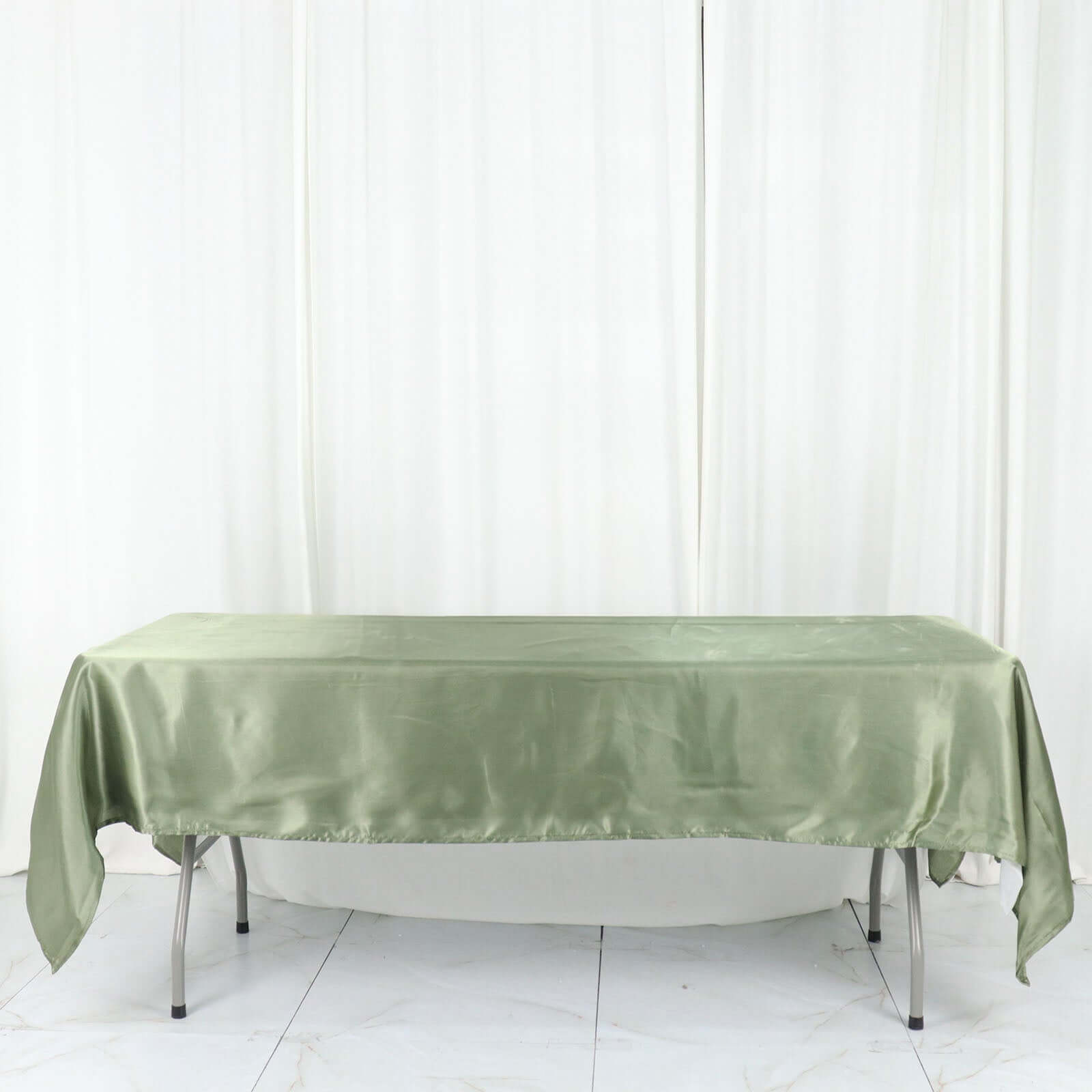 Satin Rectangular 60"x102" Tablecloth Dusty Sage Green - Smooth and Lustrous Table Cover