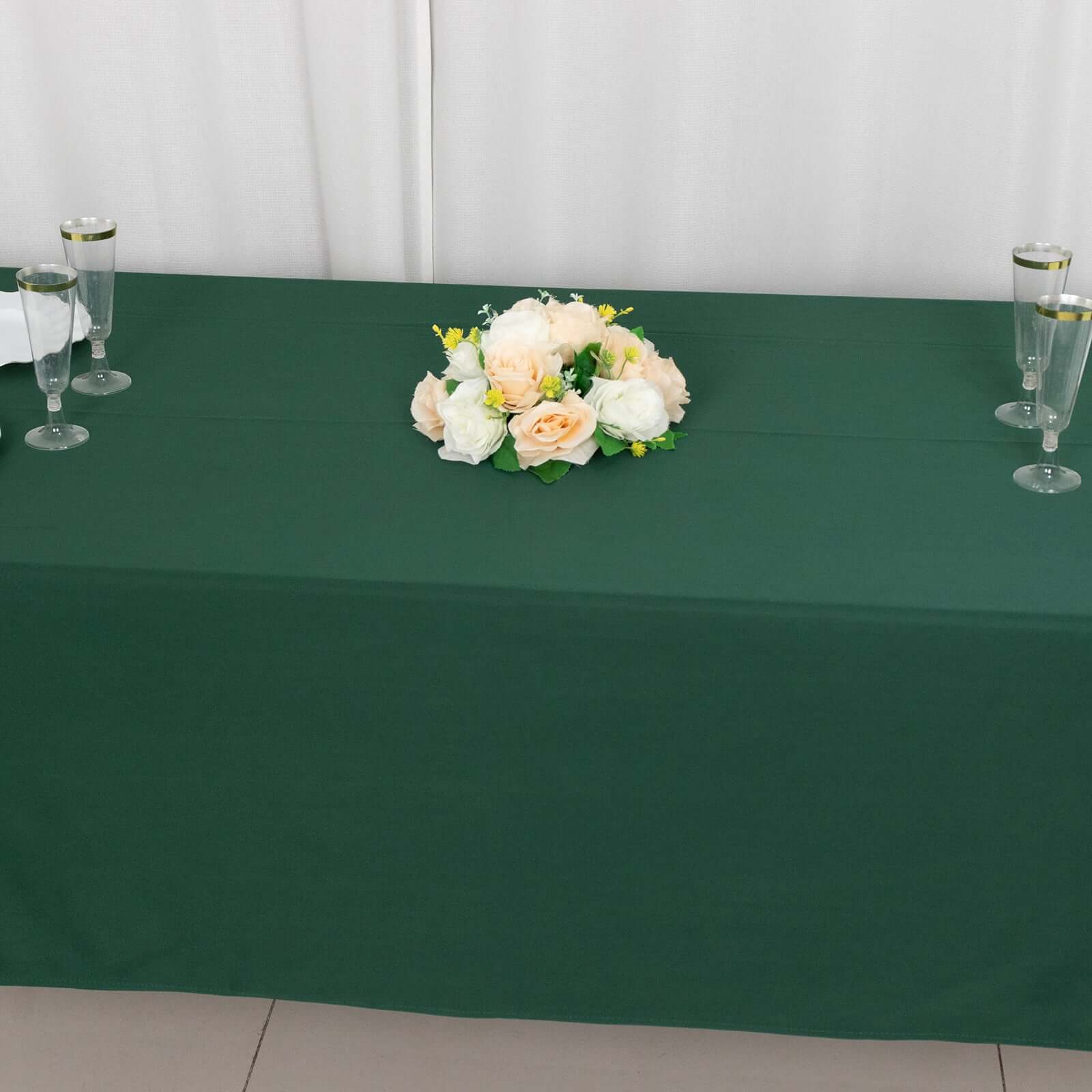 Scuba Rectangular 60"x102" Tablecloth Hunter Emerald Green - Wrinkle Free & Stain Resistant Table Cover