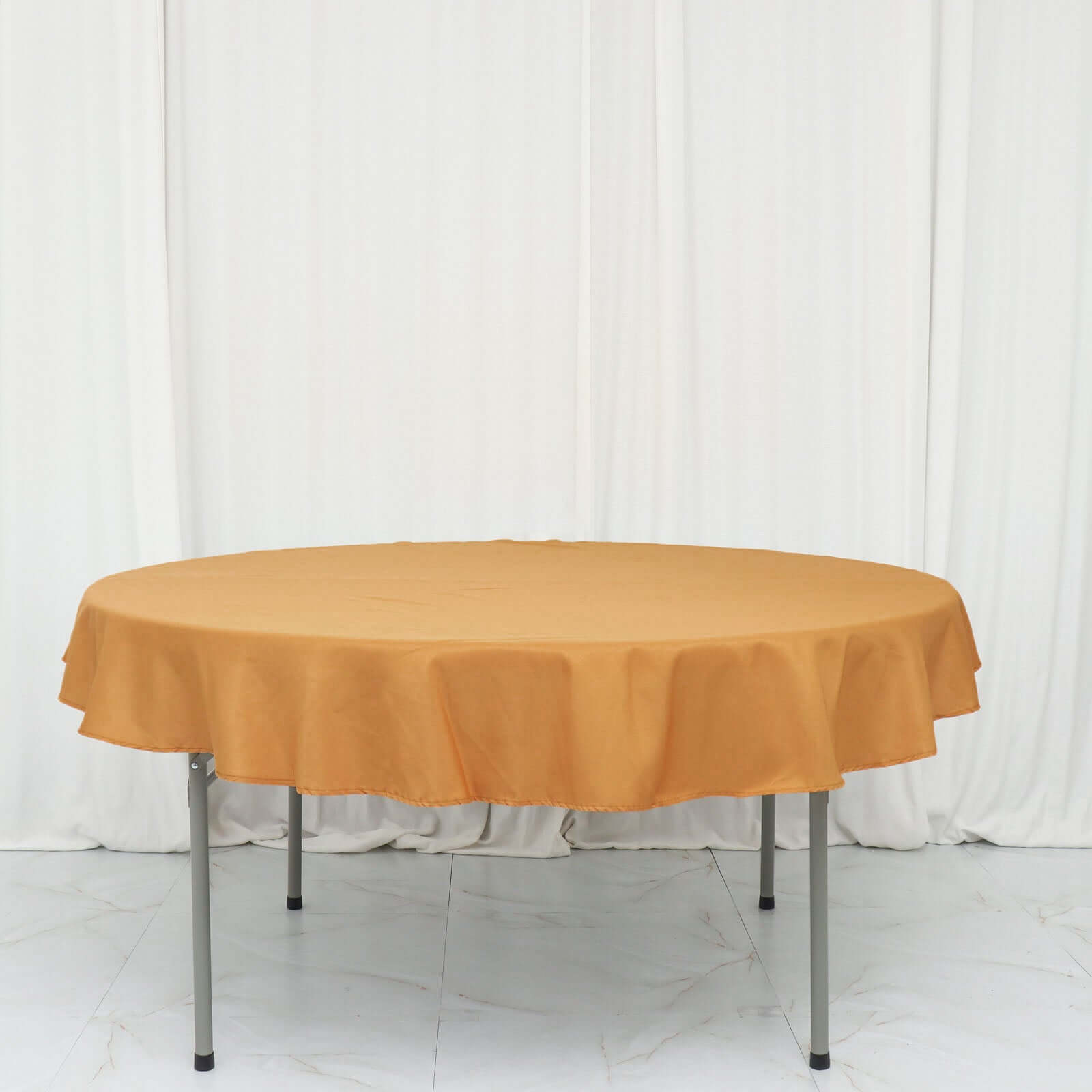 Polyester 70" Round Tablecloth Gold - Durable & Wrinkle-Resistant Table Cover for Everyday Use