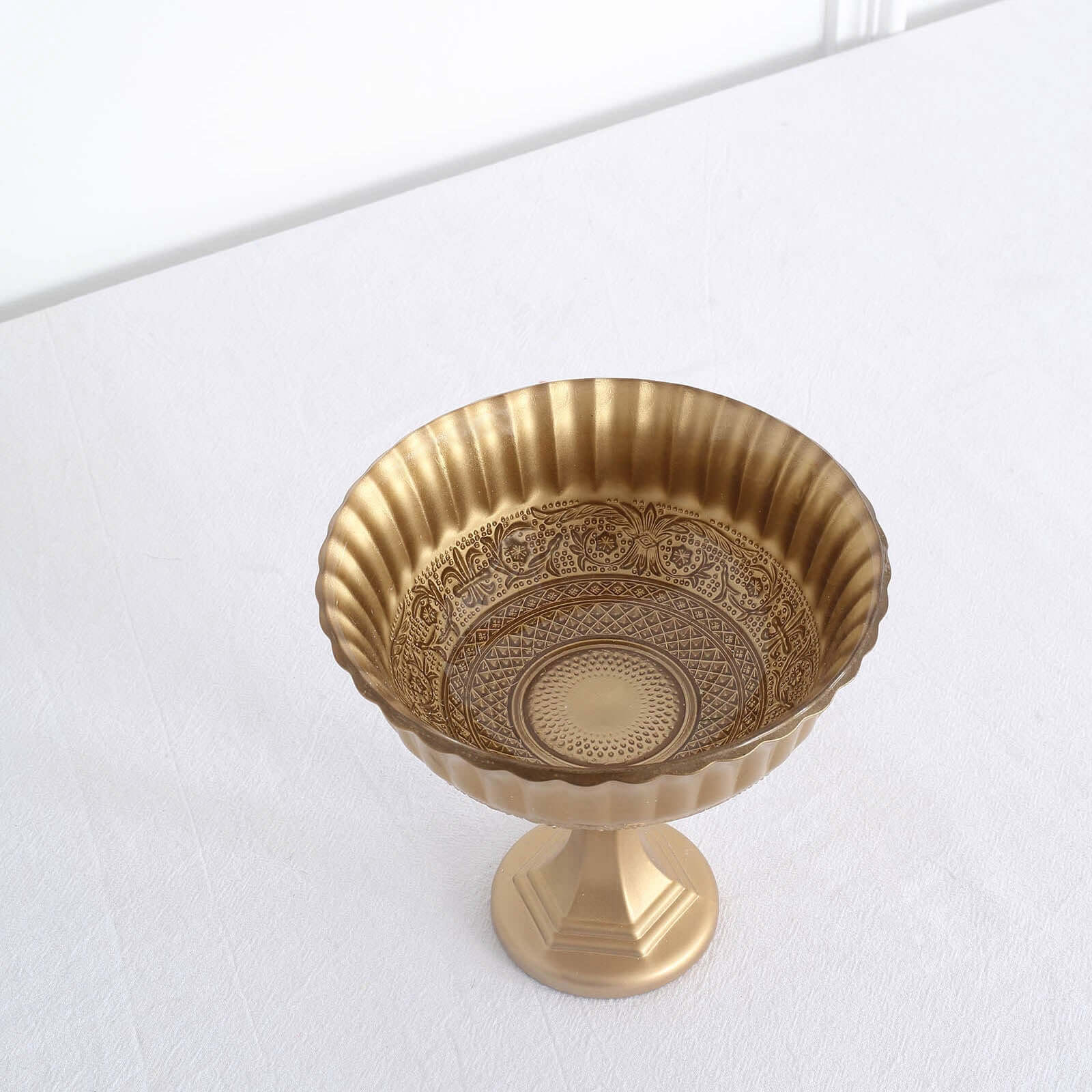 Glass Compote Floral Bowl Pedestal Vase Roman Style Gold - Antique Flower Vase for Sophisticated Event Décor 7"