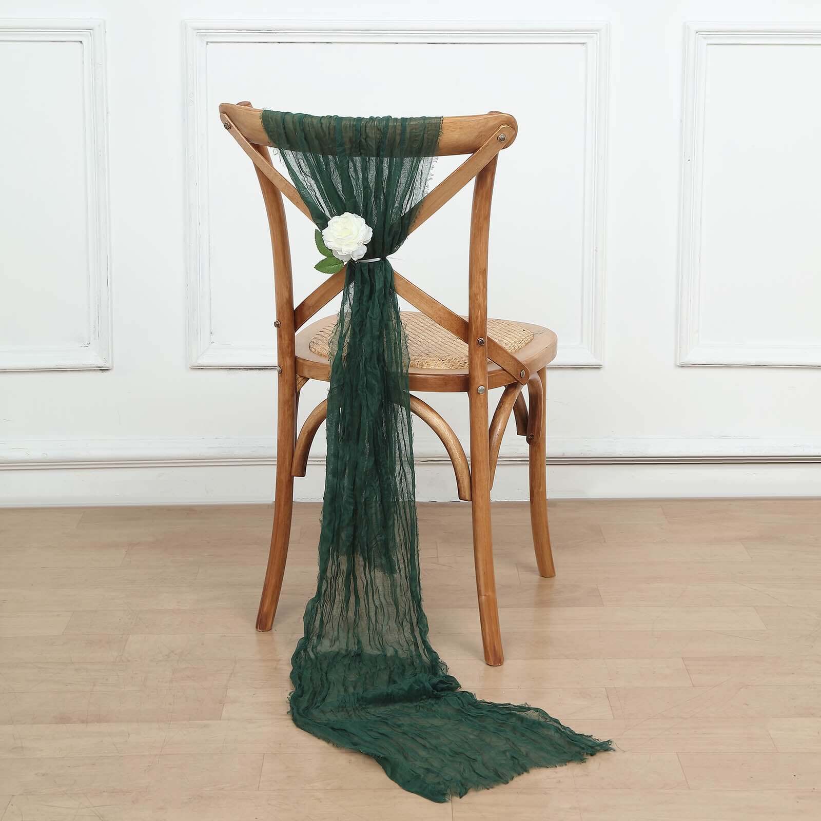 5 Pack Cheesecloth Gauze 16"x88" Chair Sashes Hunter Emerald Green - Boho Chair Decorations