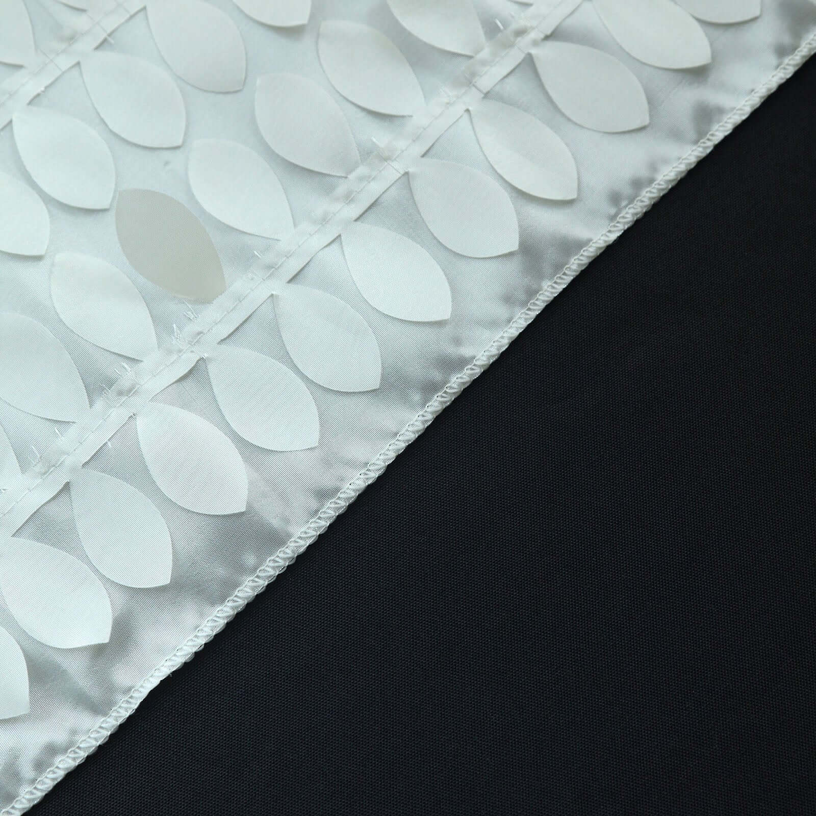 Taffeta Fabric 12"x108" Table Runner Ivory - 3D Leaf Petal Design