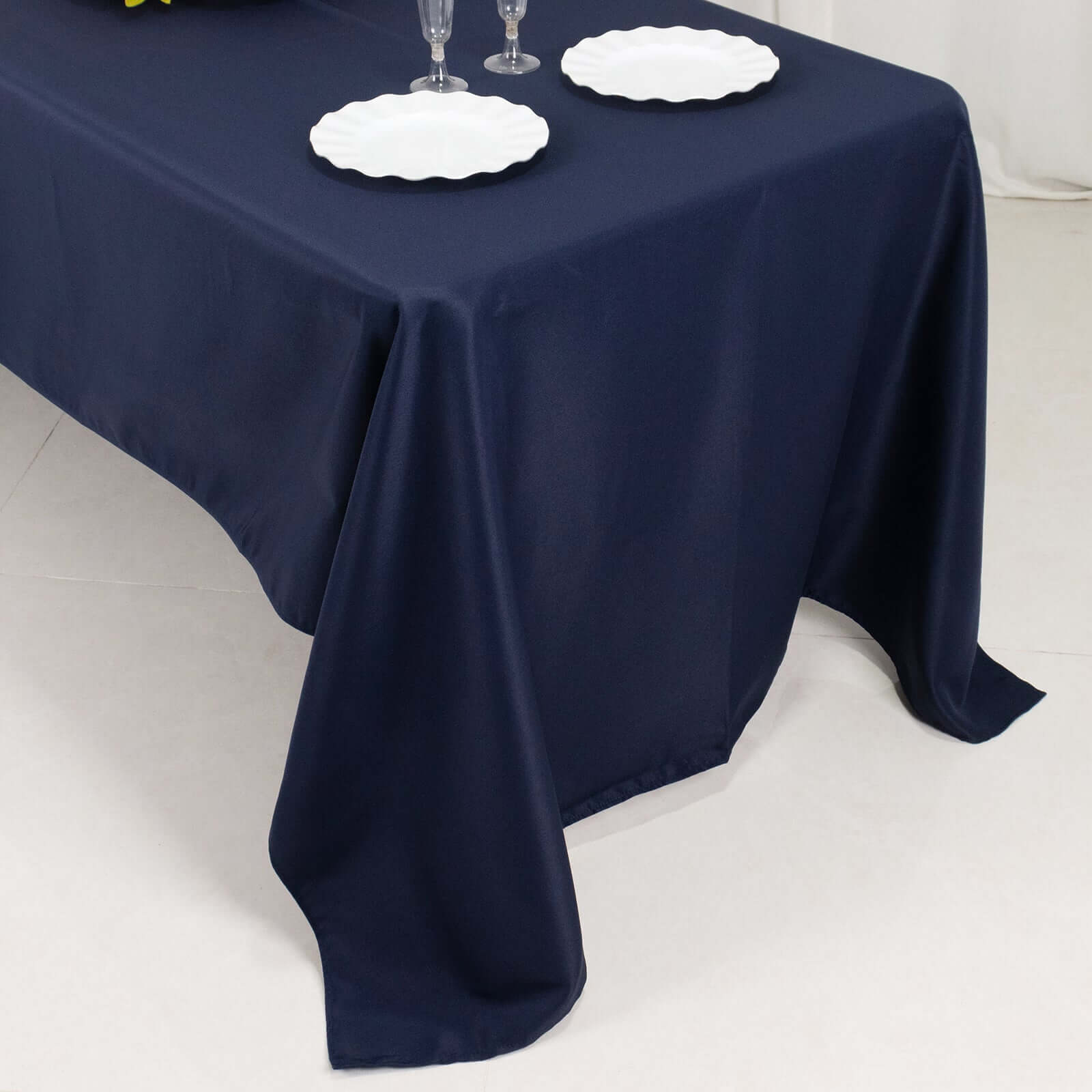 Premium Polyester 60"x126" Rectangle Tablecloth Navy Blue - Stain-Resistant 220GSM Finish Table Cover
