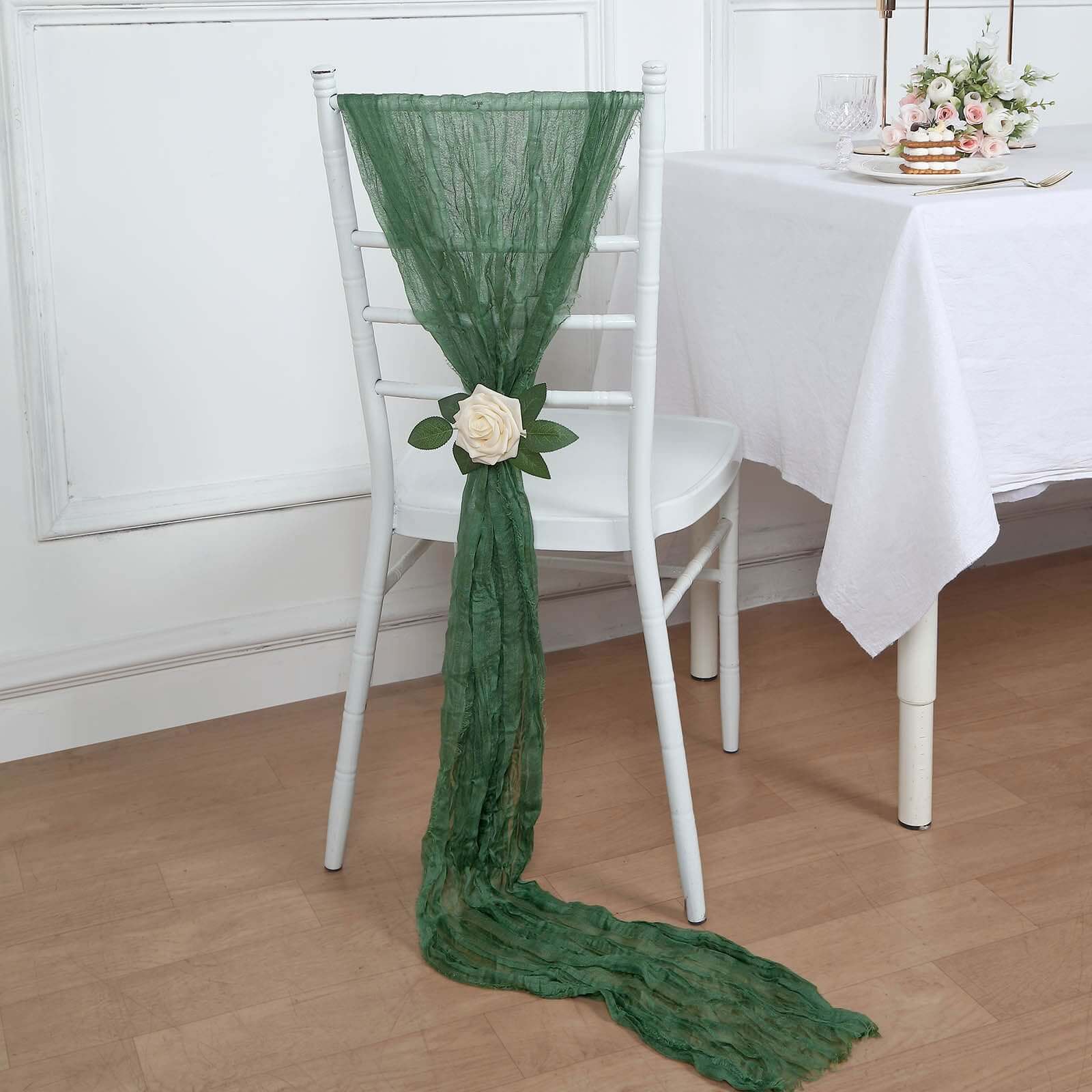 5 Pack Cheesecloth Gauze 16"x88" Chair Sashes Olive Green - Boho Chair Decorations