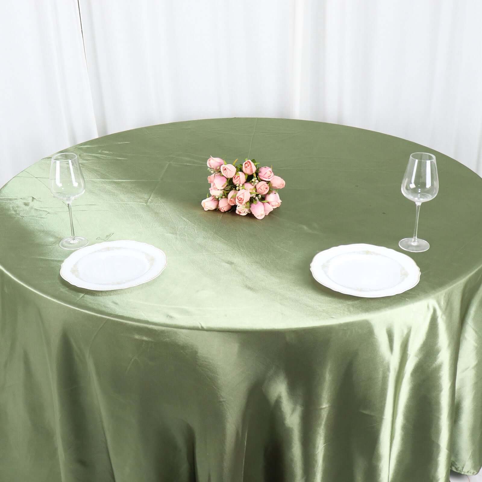 Satin 120" Round Tablecloth Dusty Sage Green - Stylish Seamless Table Cover