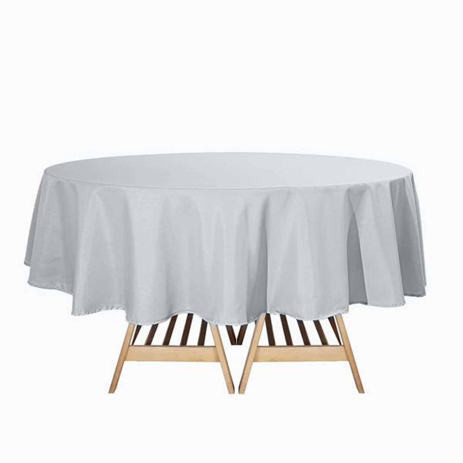 Polyester 90" Round Tablecloth Silver - Stain & Wrinkle-Resistant Table Cover