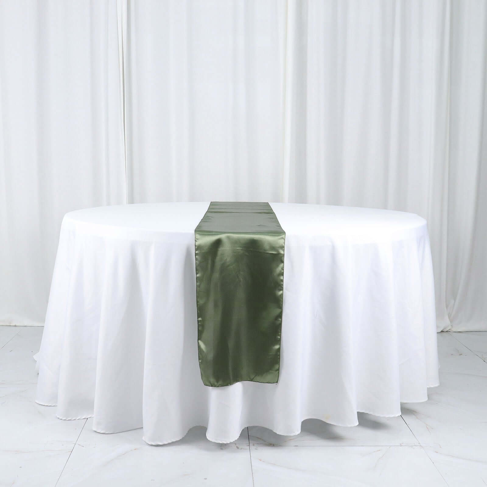Satin 12"x108" Table Runner Dusty Sage Green - Stylish Table Linen