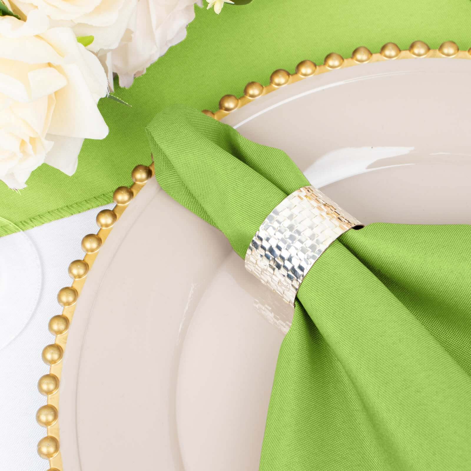 5 Pack Polyester 20"x20" Napkins Apple Green - Wrinkle Resistant & Easy Care Cloth Napkins