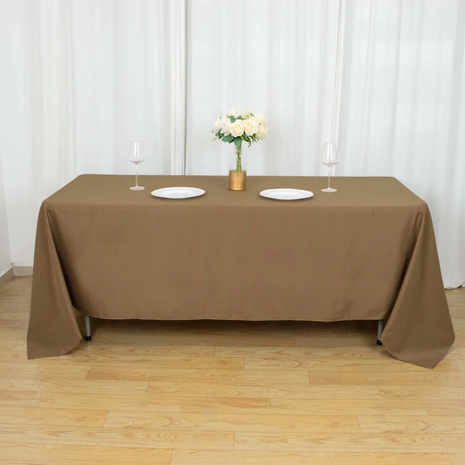 Polyester 72"x120" Rectangle Tablecloth Taupe - Durable and Stylish Table Cover