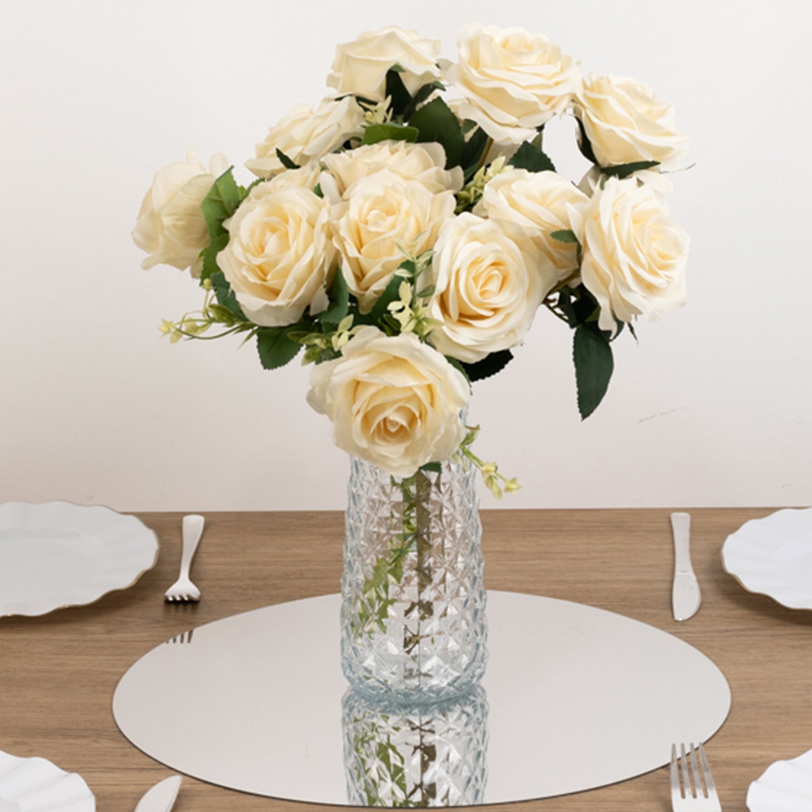 10-Pack Candle Plate Circle Acrylic Mirror Tray Silver Round - Event Display Decor 16"