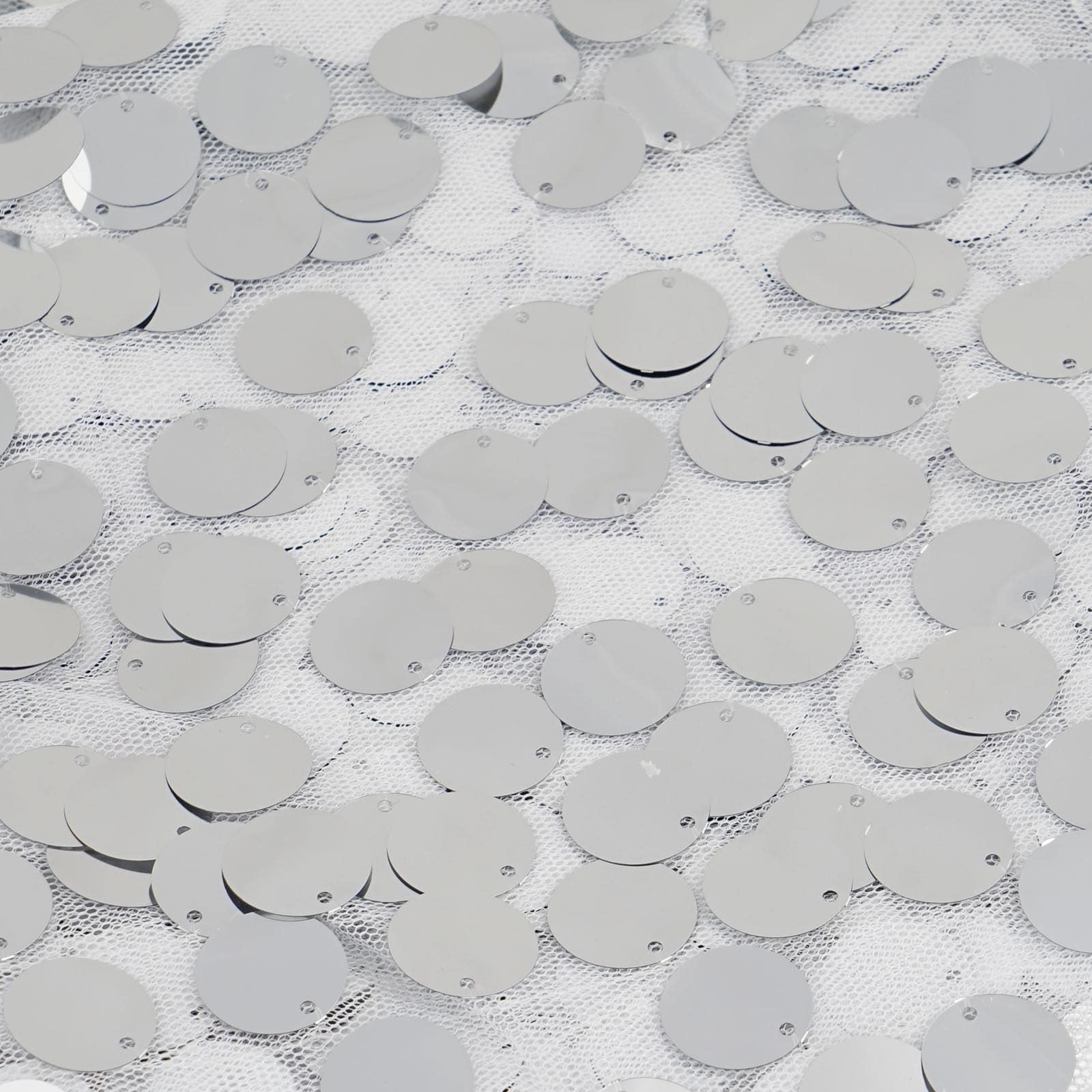 54"x4 Yards Silver Big Payette Sequin Fabric Roll, Mesh Sequin DIY Craft Fabric Bolt