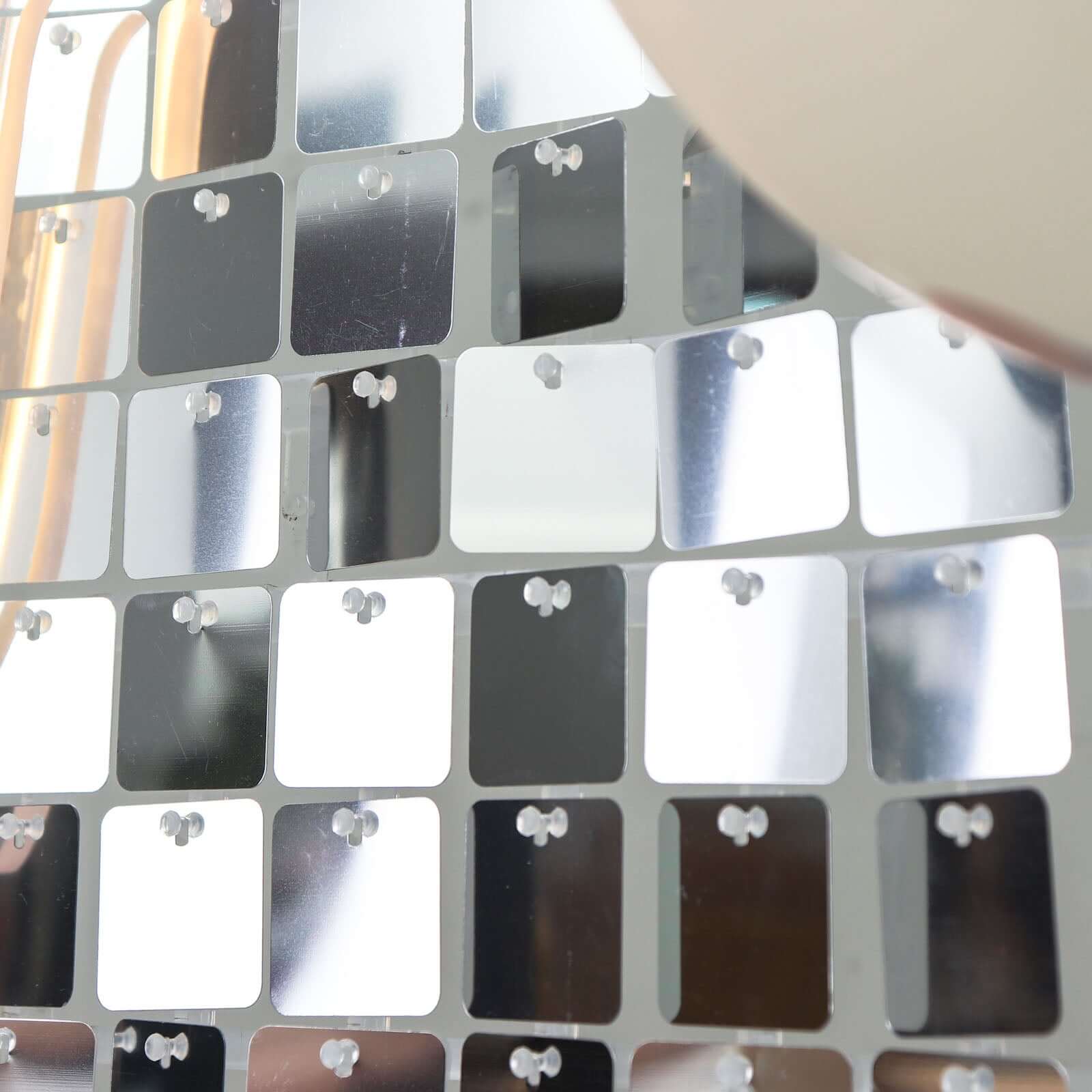 10sq.ft Shiny Silver Square Sequin Shimmer Wall Party Photo Backdrop, Active Spangle Wall Art Décor Panels - 10 Panels