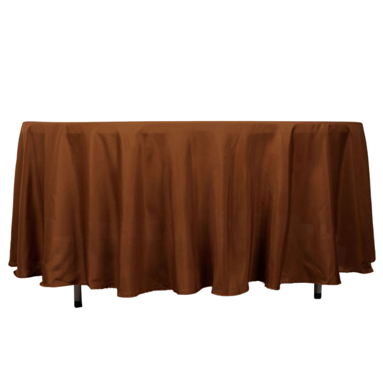 Polyester 108" Round Tablecloth Cinnamon Brown - Wrinkle-Resistant Table Cover
