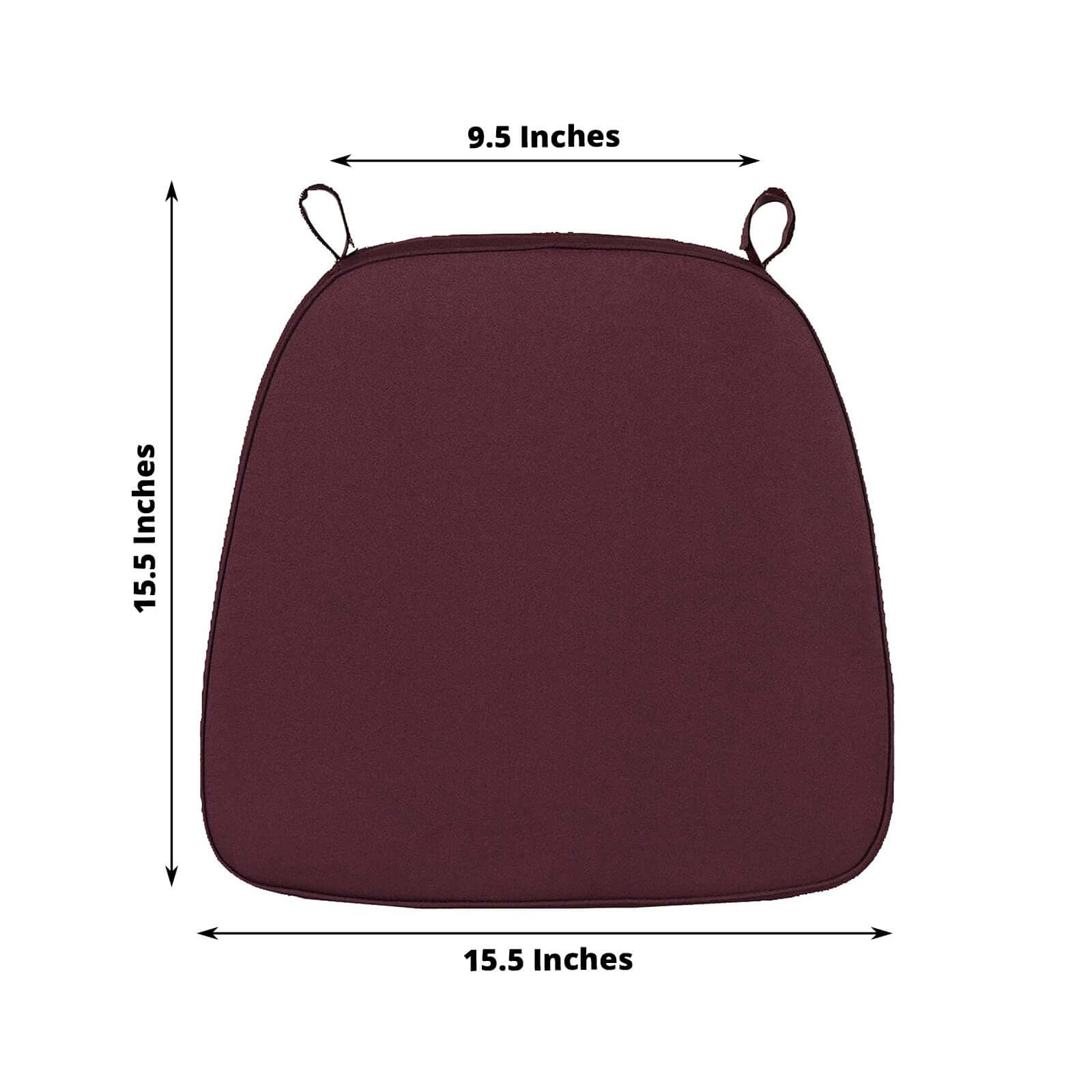 Chiavari Chair Cushion with 1.5" Thick Memory Foam and Ties Burgundy - Stylish Removable Cover for Comfort