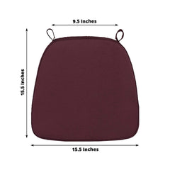 Chiavari Chair Cushion with 1.5" Thick Memory Foam and Ties Burgundy - Stylish Removable Cover for Comfort
