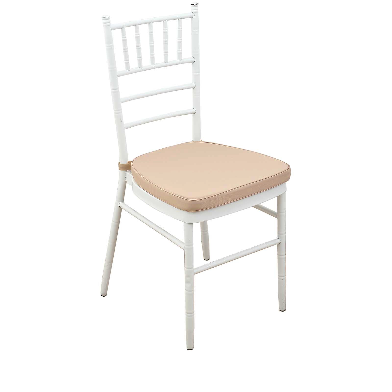 Chiavari Chair Cushion with 1.5" Thick Memory Foam and Ties Nude - Stylish Removable Cover for Comfort