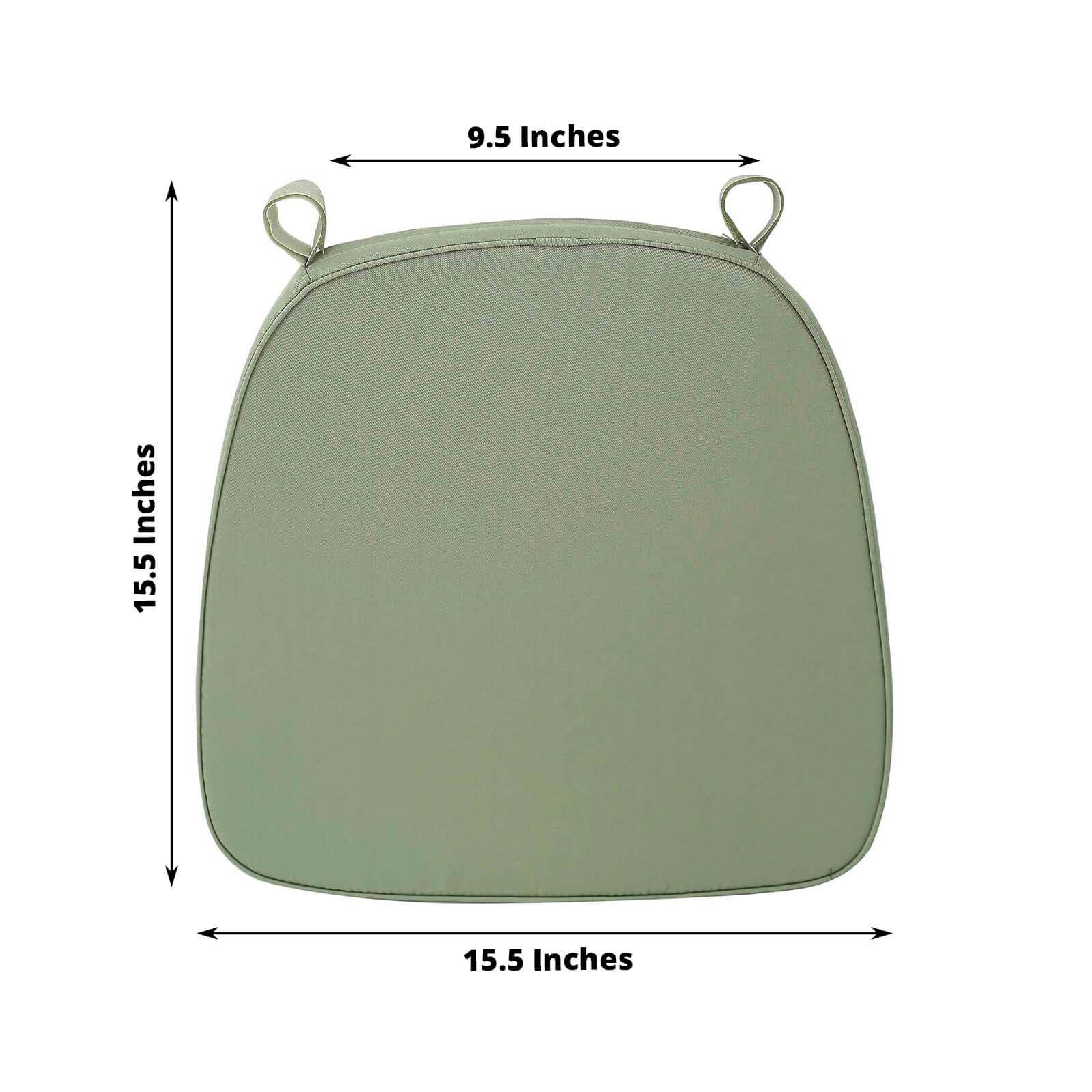 Chiavari Chair Cushion with 1.5" Thick Memory Foam and Ties Dusty Sage Green - Stylish Removable Cover for Comfort
