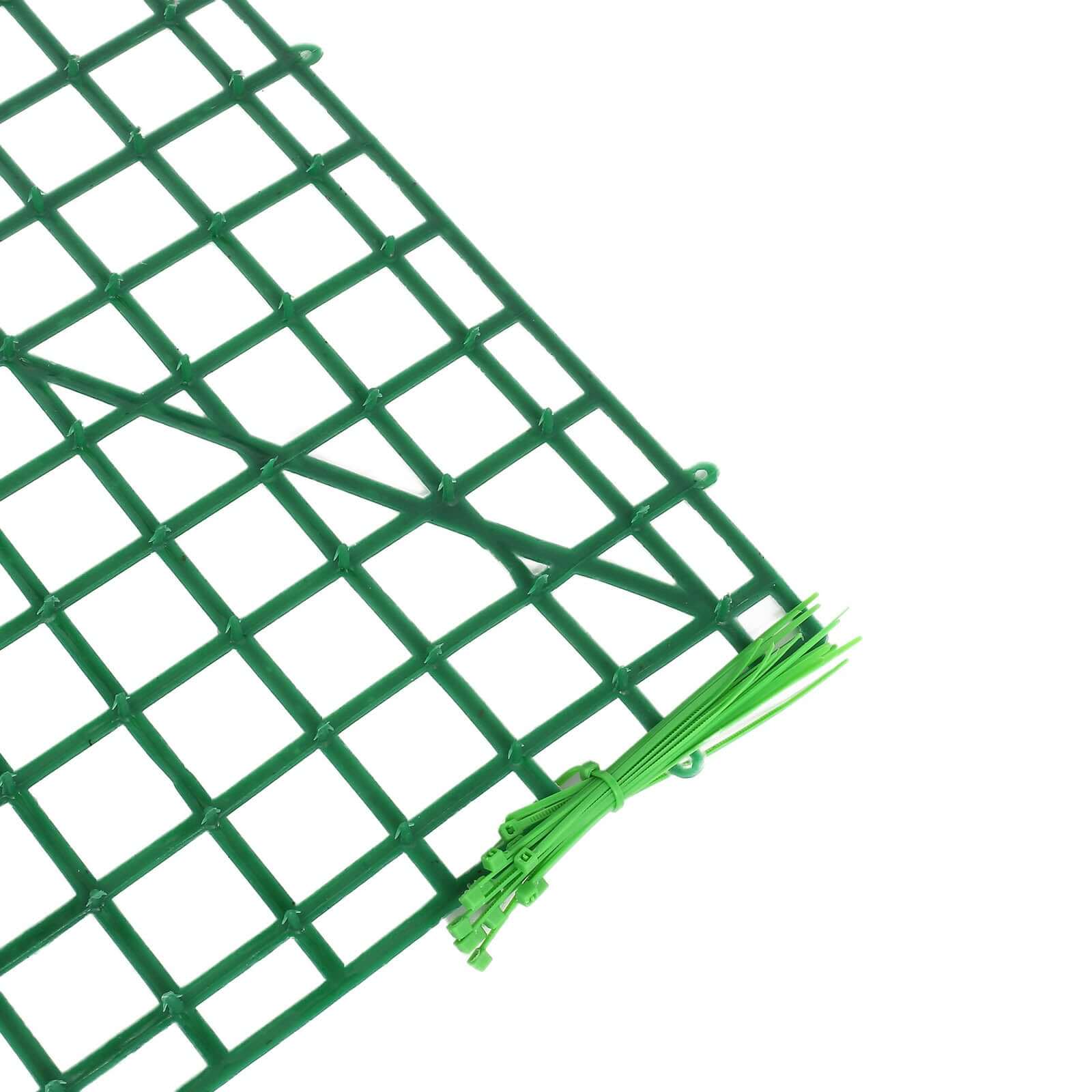 10 Pack 24"x16" Dark Green Artificial Flower Wall Grid Panel Frames, DIY Plastic Mesh Plant Wall Backdrop Fences