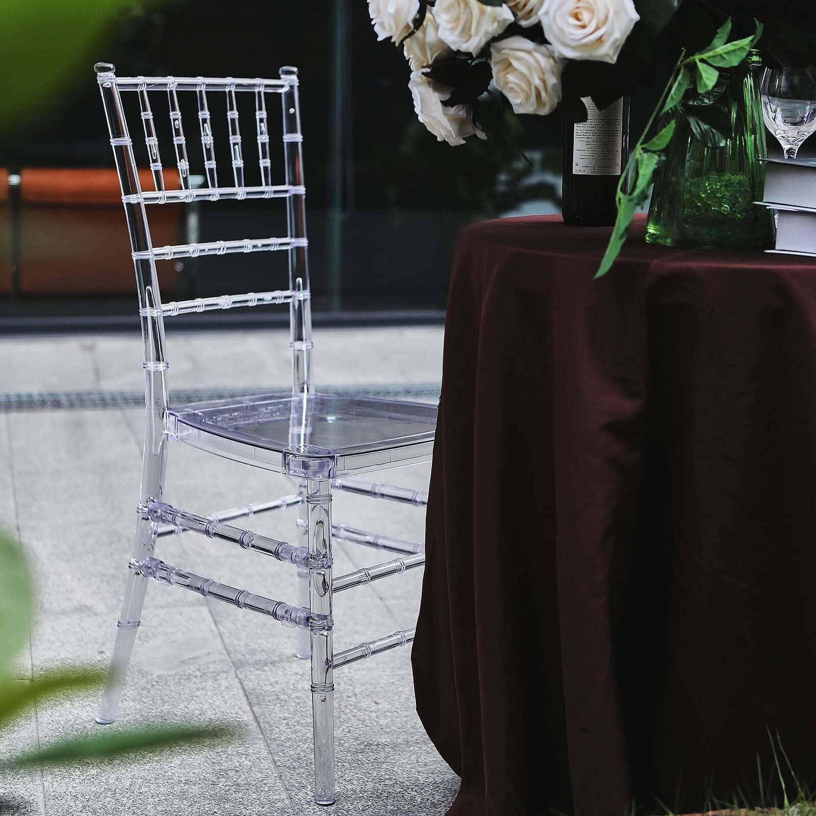 4 Pack Resin Chiavari Chairs Transparent and Stackable Clear - Sleek Armless Design for Weddings & Gatherings