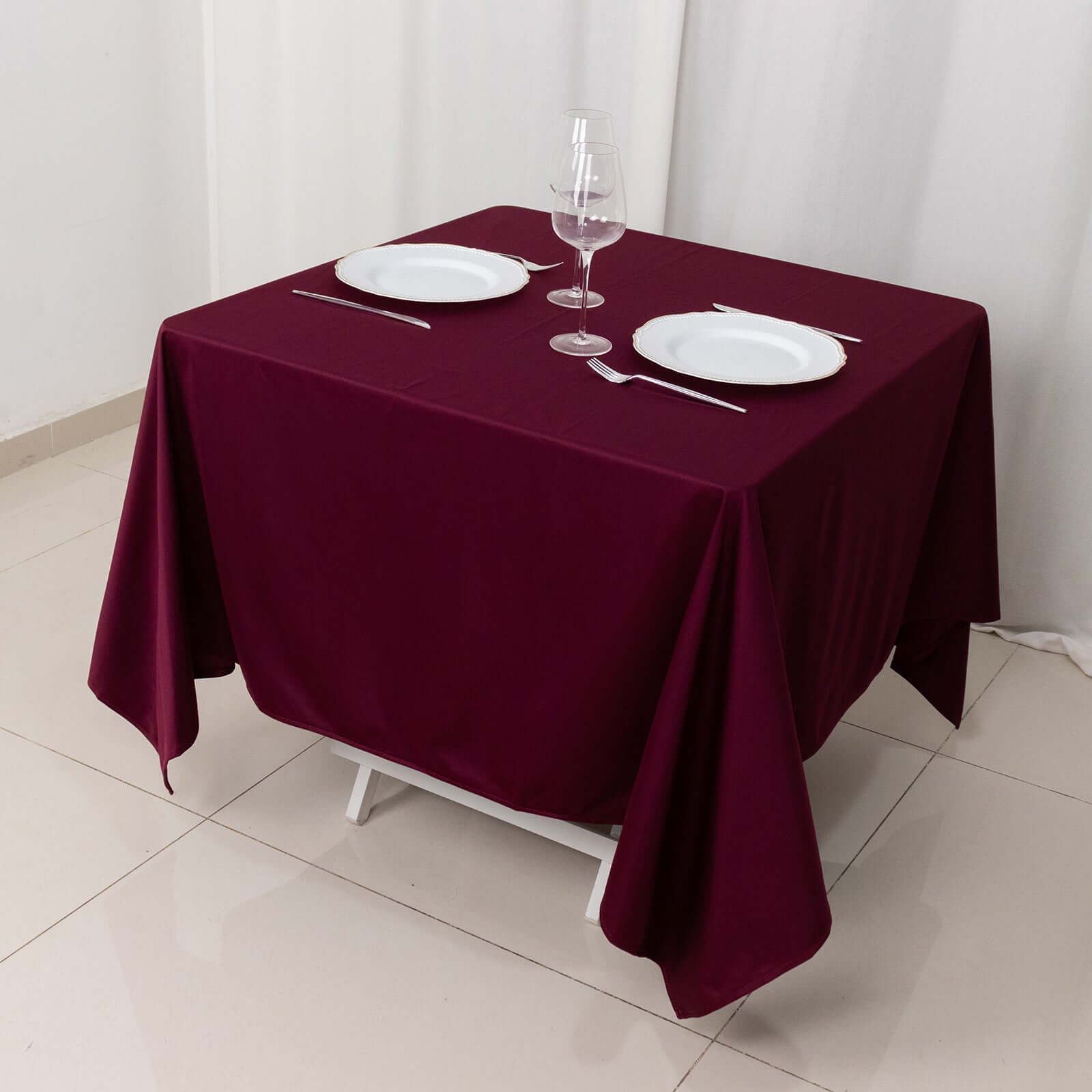 Scuba Square 70"x70" Tablecloth Burgundy - Wrinkle Free & Stain Resistant Table Cover