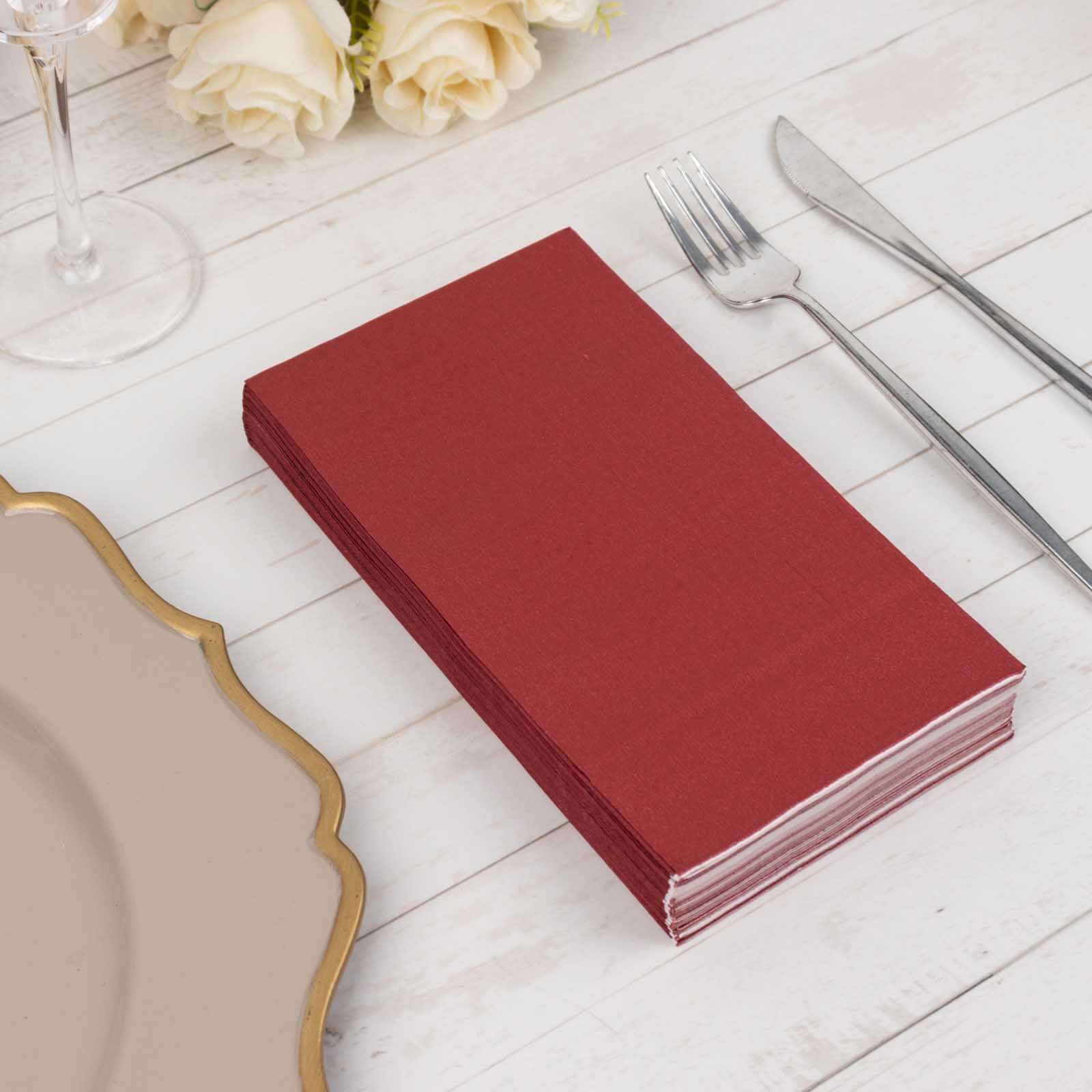 50-Pack Paper Napkins Burgundy - Soft Disposable 2-Ply Dinner Napkins for Weddings