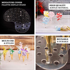 35-Slot Acrylic Ice Cream Cone Display Stand Mini Snow Cone Holder Tray Clear - Durable Party Serving Stand 16"