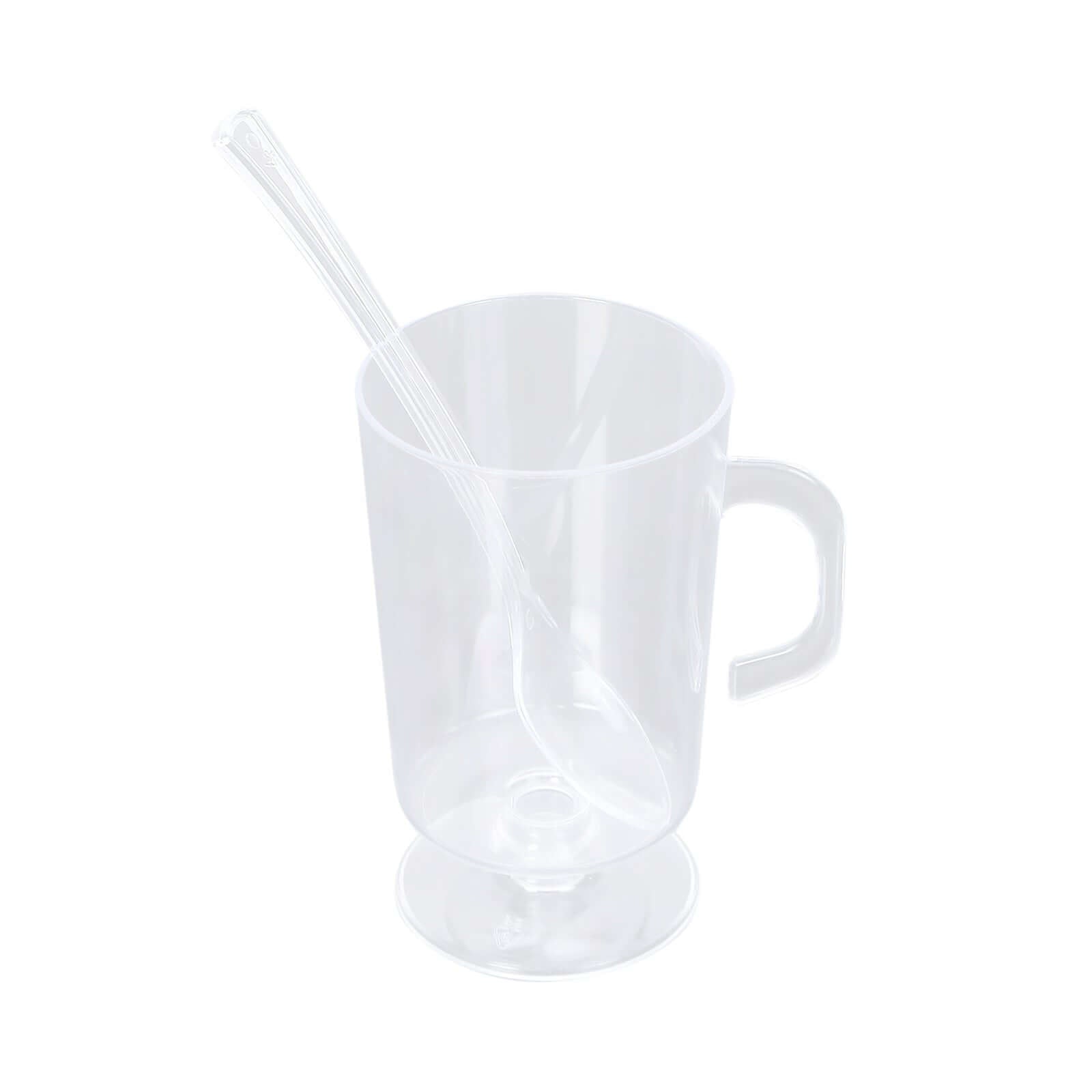 24-Pack Plastic Mini Coffee Cups Clear with Spoons - Ideal for Espresso 2oz