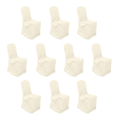 10 Pack Polyester Chair Cover for Banquet Chairs Beige - Stain-Resistant Reusable Slip-On Slipcover