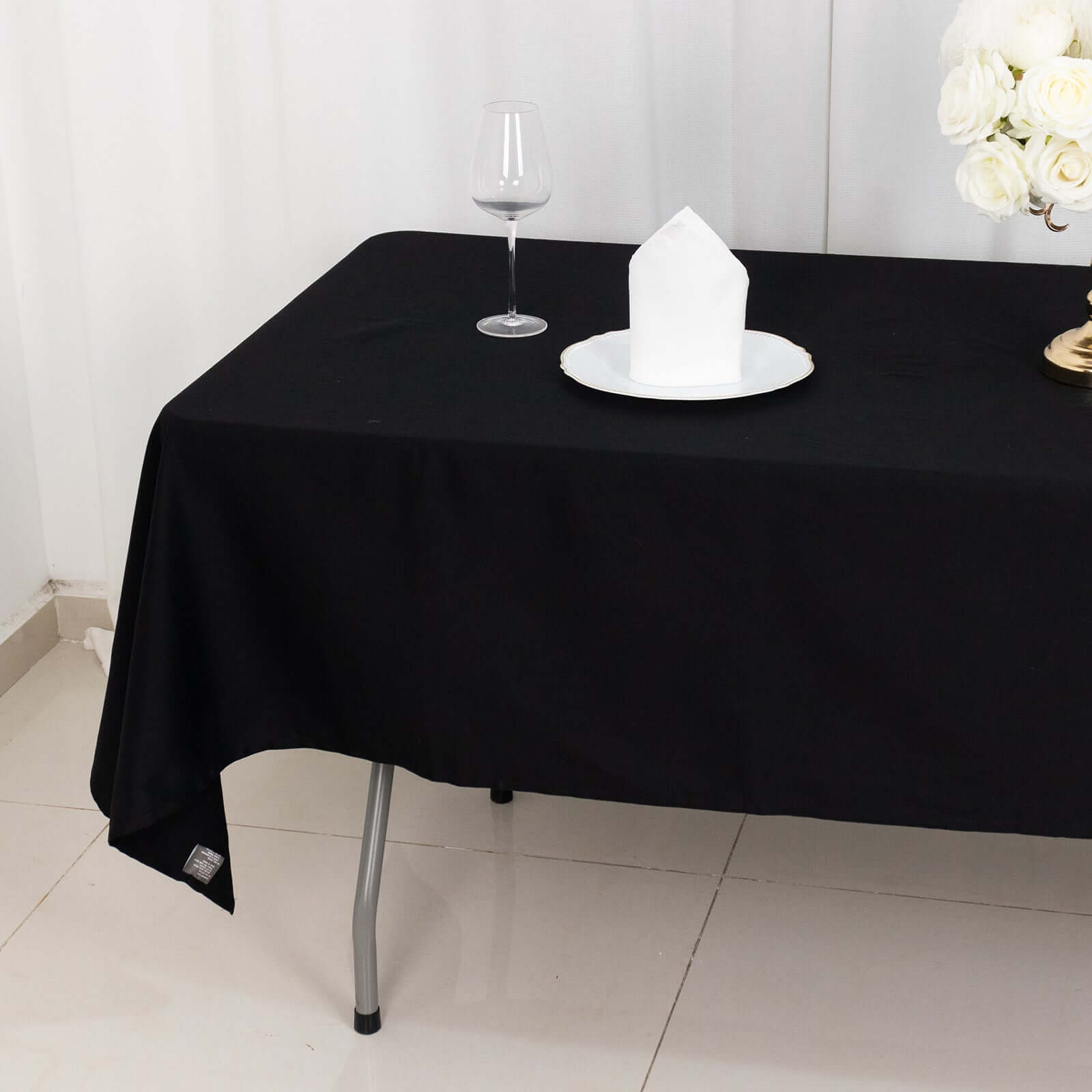 100% Cotton 60"x102" Rectangle Tablecloth Black Linen - Soft & Breathable Table Cover