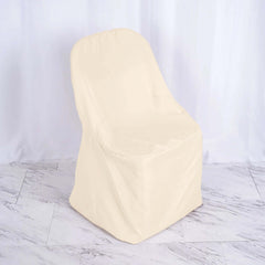 Polyester Slip On Folding Chair Covers Beige - Stain-Resistant Reusable Durable Fabric