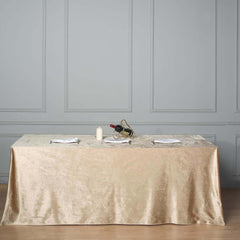 Premium Velvet 90"x156" Rectangle Tablecloth Champagne - Reusable Soft & Seamless Table Cover