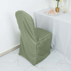 Polyester Slip On Banquet Chair Covers Dusty Sage Green - Stain-Resistant Reusable Durable Fabric