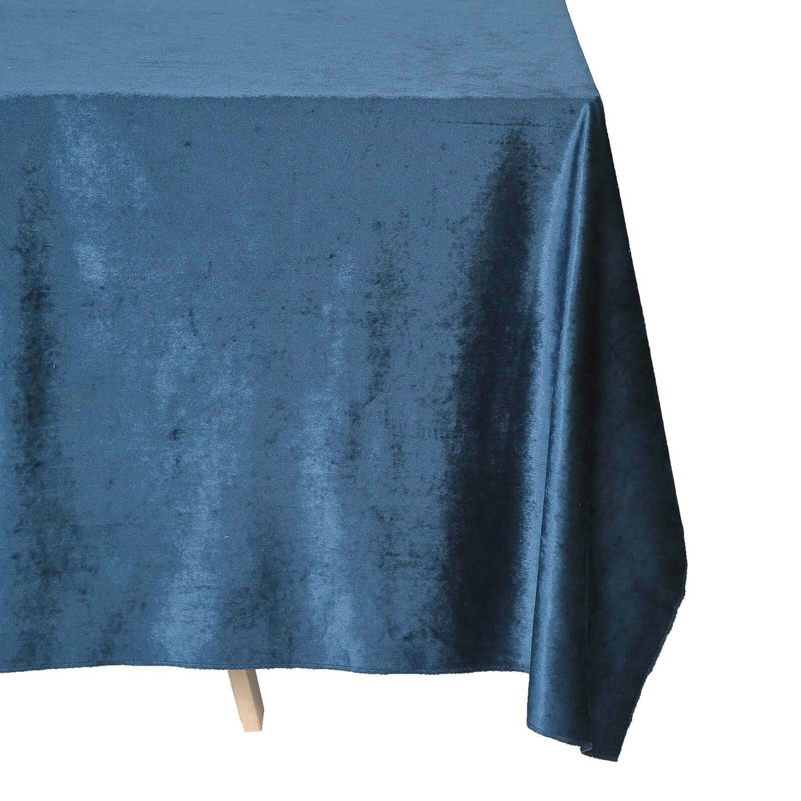 Premium Velvet 90"x132" Rectangle Tablecloth Navy Blue - Reusable Soft & Seamless Table Cover