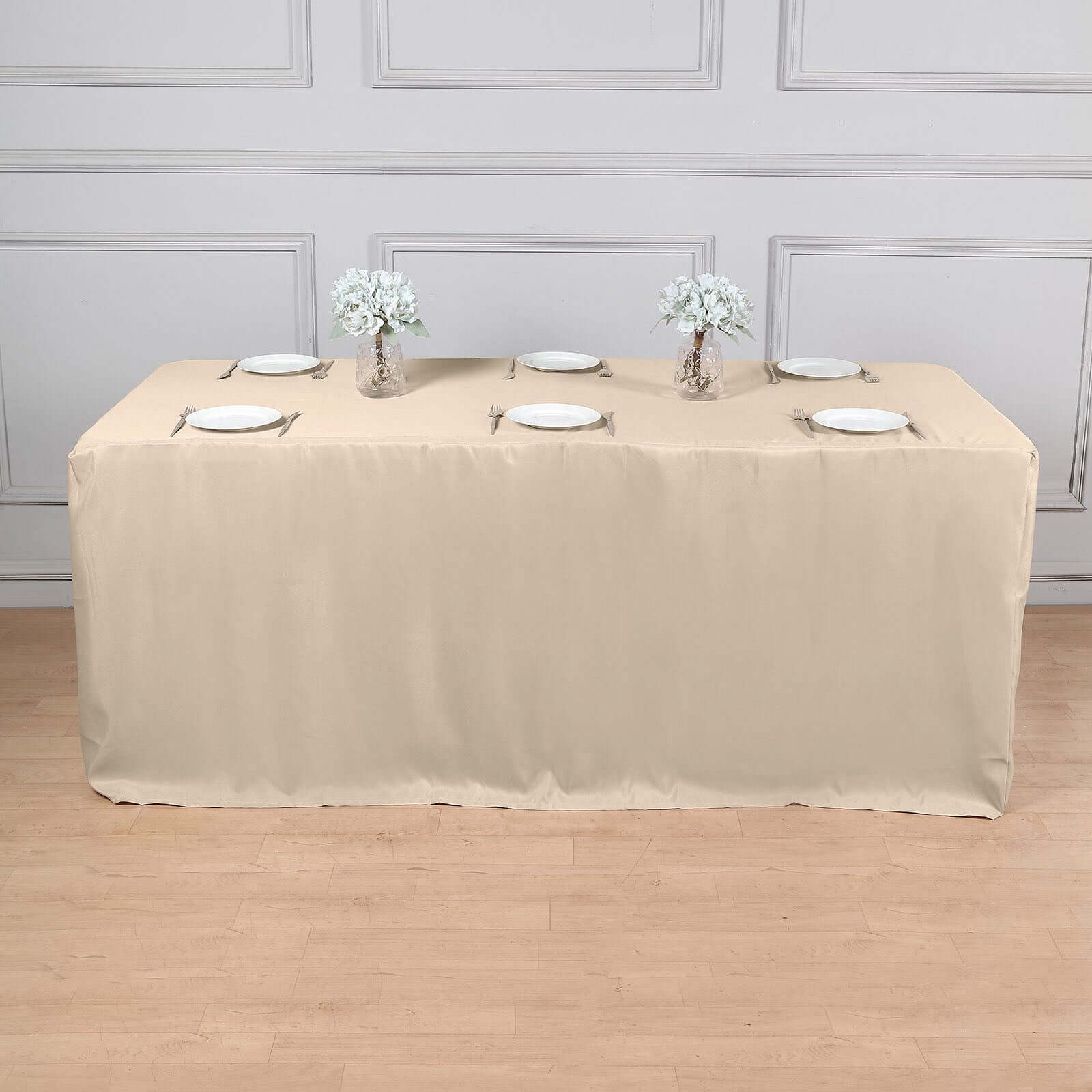 Fitted Polyester 72"x30" Rectangle Tablecloth Nude - Durable Table Cover