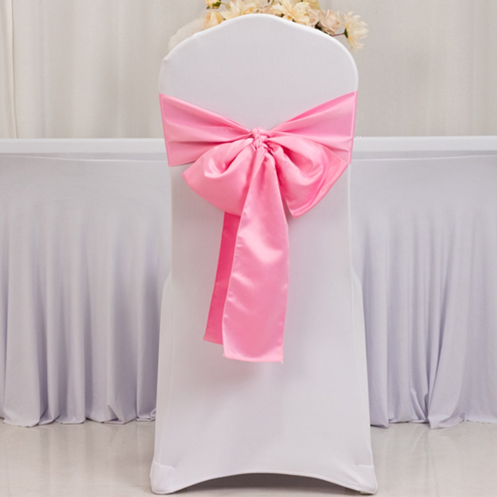 5 Pack Lamour Satin 6"x106" Chair Sashes Pink - Stylish Reusable Decorative Bows