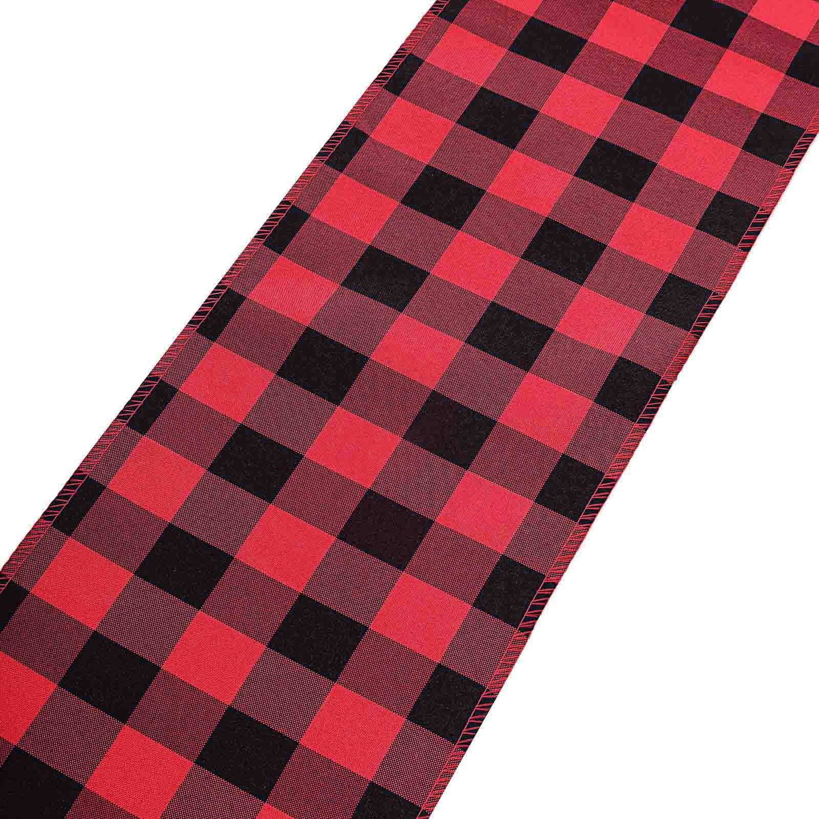 5 Pack Polyester Chair Sashes Black/Red Buffalo Plaid - Durable & Reusable Chair Bows 6"x108"
