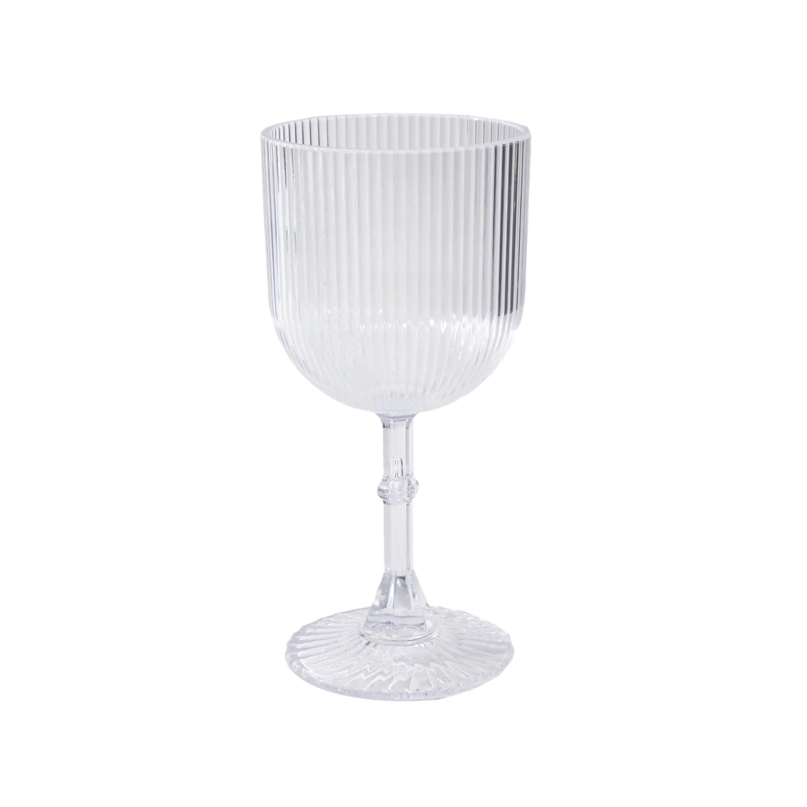 12-Pack Plastic Goblets Clear Vintage Ribbed Pattern - Reusable Shatterproof Glassware 9oz