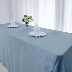 Premium Velvet 90"x156" Rectangle Tablecloth Dusty Blue - Reusable Soft & Seamless Table Cover