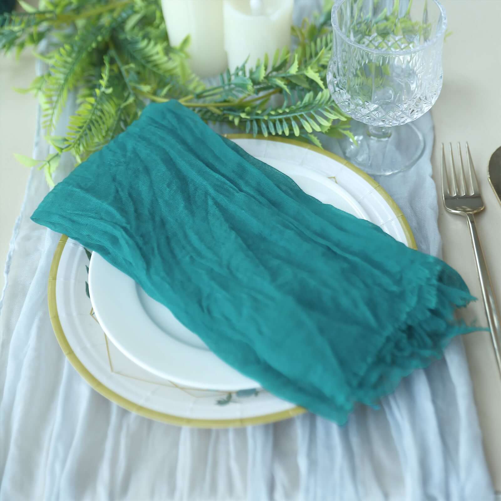 5 Pack Gauze Cheesecloth 24"x19" Napkins Peacock Teal Reusable Dinner Napkins