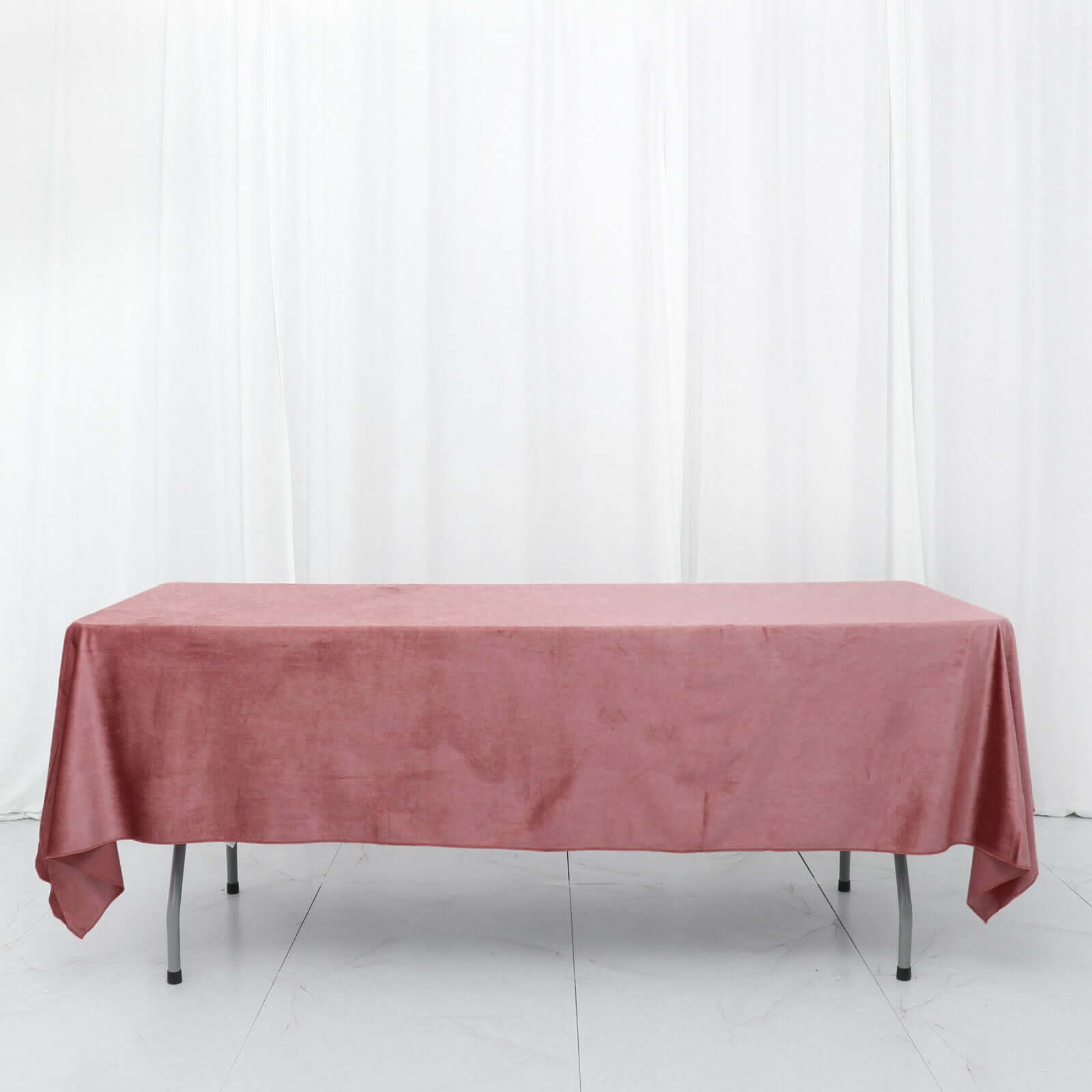 Premium Velvet 60"x102" Rectangle Tablecloth Dusty Rose - Reusable & Soft Table Cover